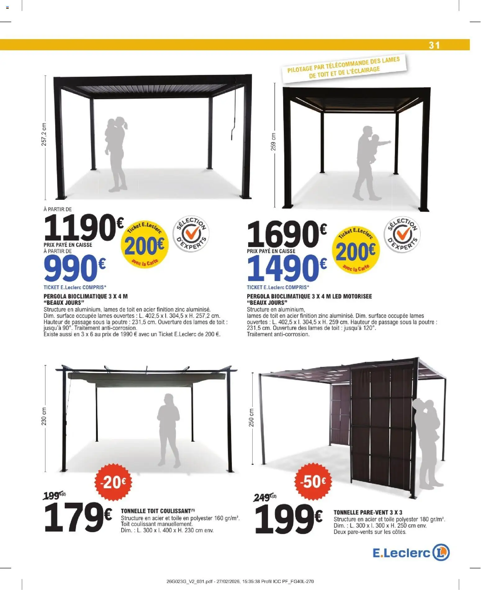 {H1} | Page: 31 | Produits: Tonnelle, Pergola, Télécommande