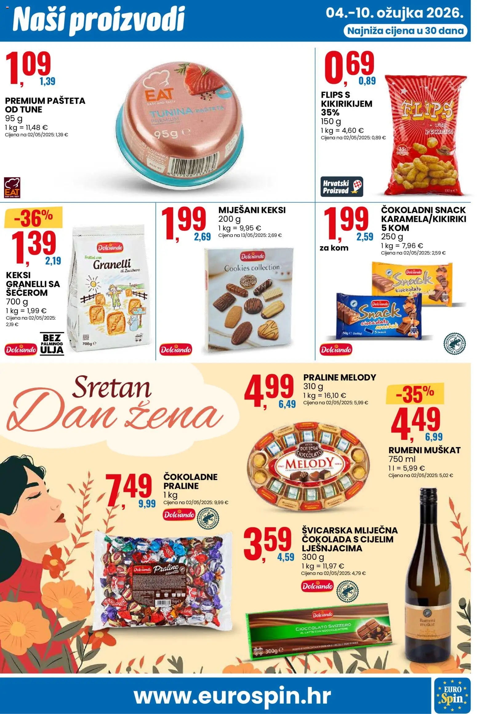 Eurospin katalog | vrijedi od 04.03.2026 | Stranica: 5 | Proizvodi: Flips, Praline, Čokolada, Pašteta