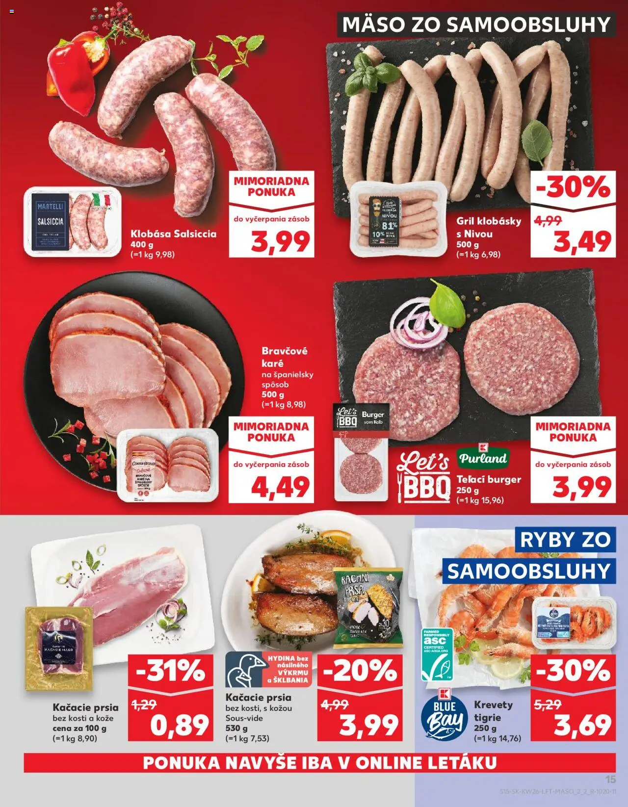 Nové Kaufland akcie – leták je platný od 26.06.2025 | Strana: 15 | Produkty: Gril, Krevety, Ryby