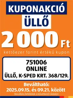 Aldi Kupón Akció | Üllő - amely érvényes a következő dátumtól: 15.09.2025