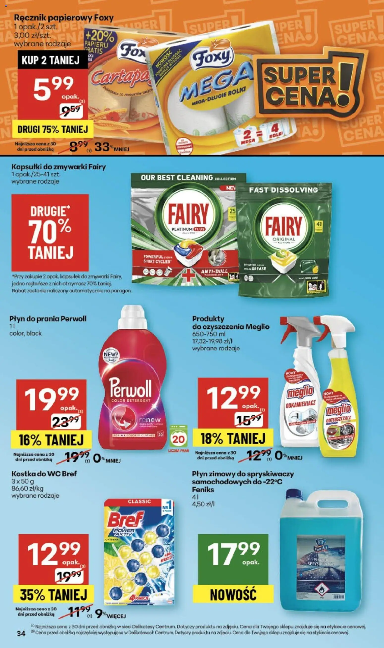 Delikatesy Centrum Gazetka od 30.10.2025 | Strona: 34 | Produkty: Meglio, Płyn do prania Perwoll, Rolki, Ręcznik papierowy