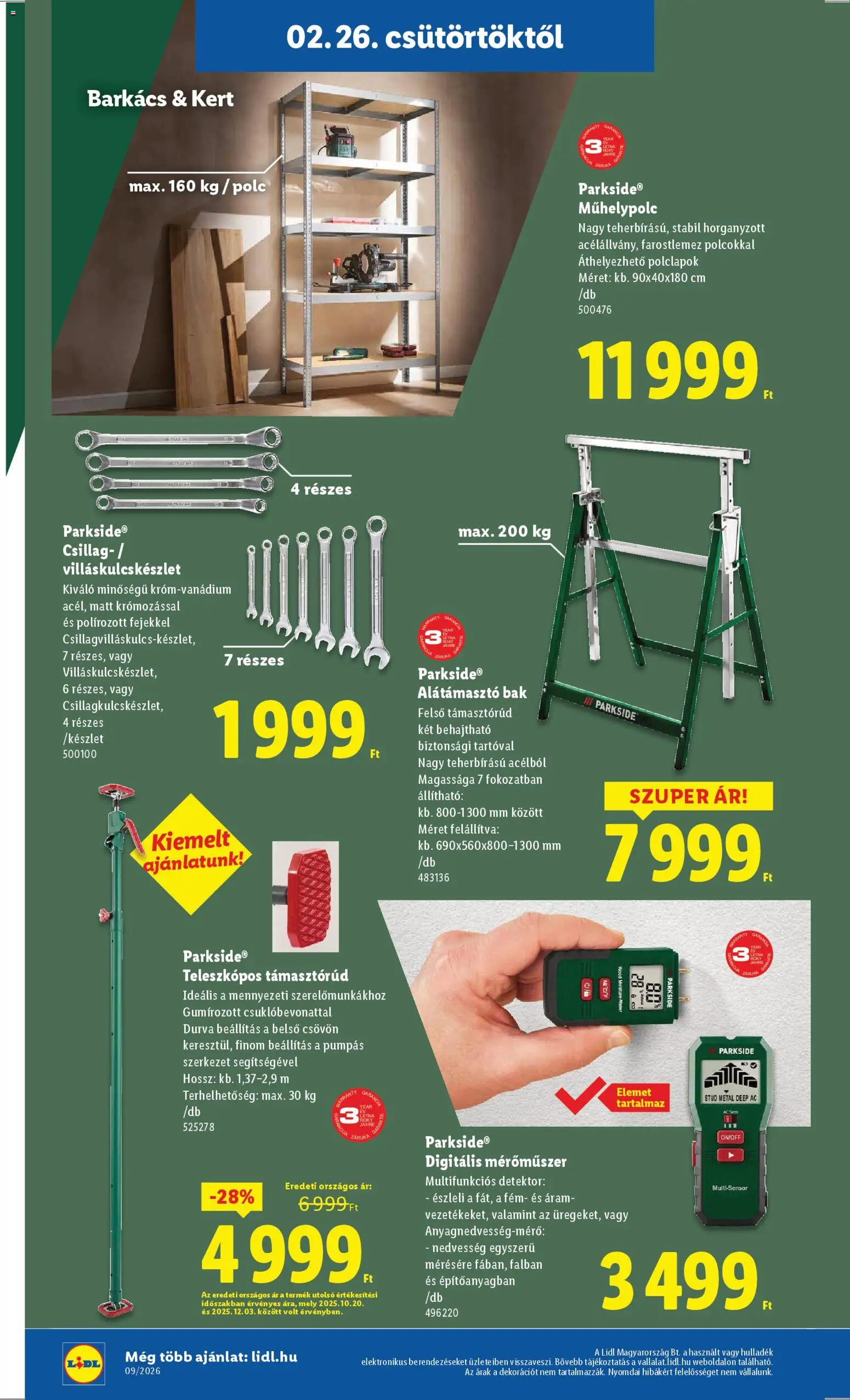 Lidl akciós ujság - amely érvényes a következő dátumtól: 26.02.2026 | Oldal: 6 | Termékek: Parkside, Polc