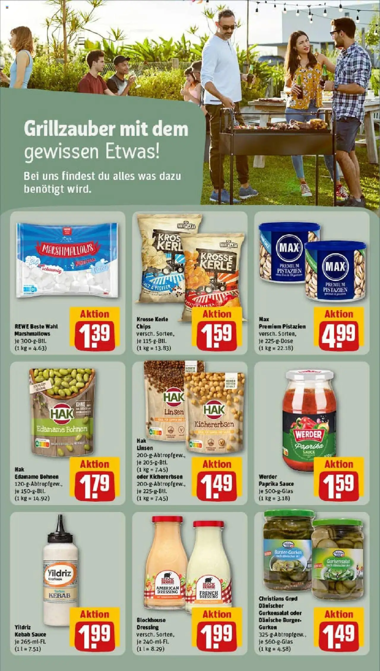 Rewe prospekt Uslar	 - gültig ab dem 03.08.2025 | Seite: 14 | Produkte: Burger, Pistazien, Chips, Gurken