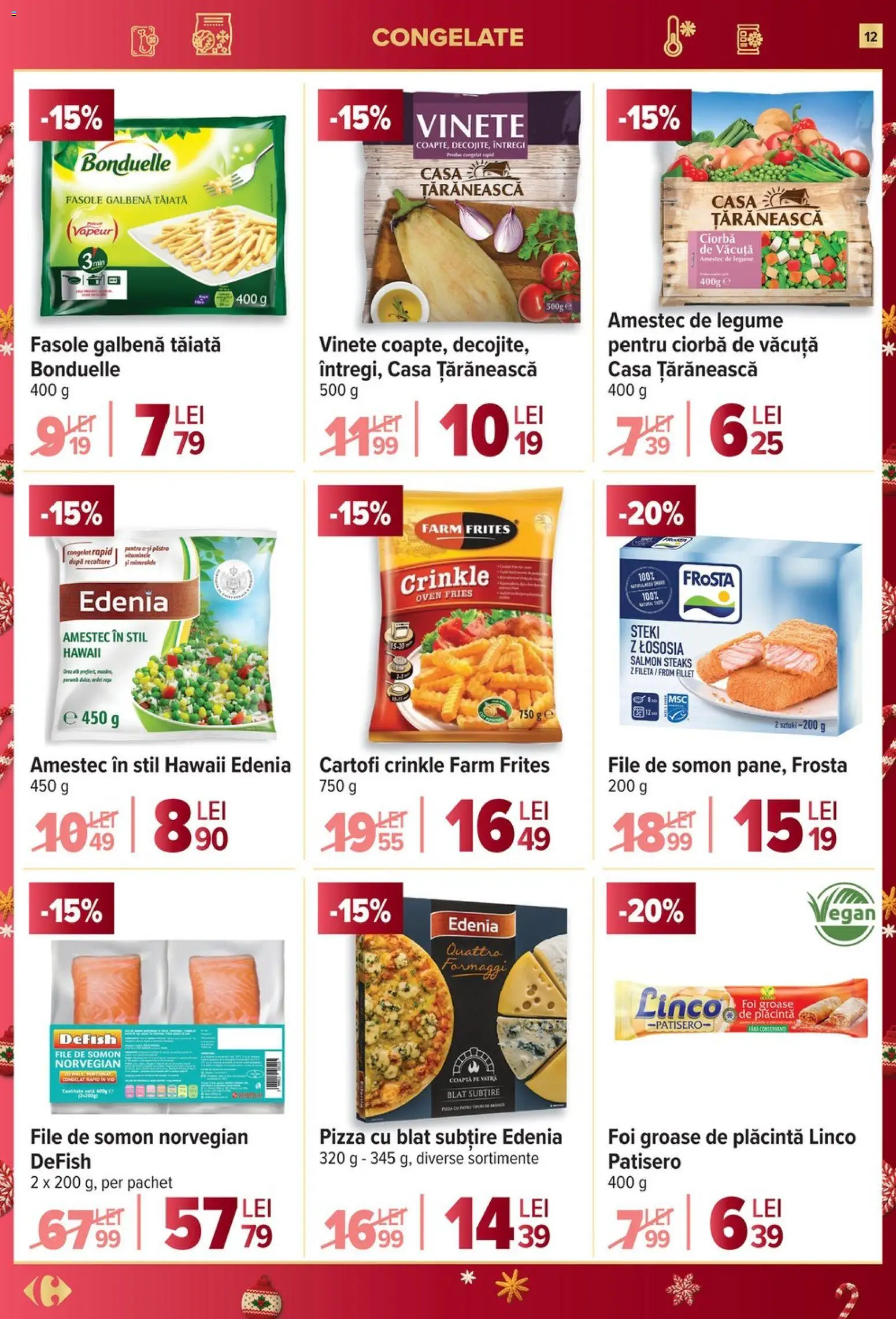 Noul catalog Carrefour – valabil de la 10.12.2025 | Pagină: 12 | Produse: Plăcintă, Pizza, Cartofi, Legume
