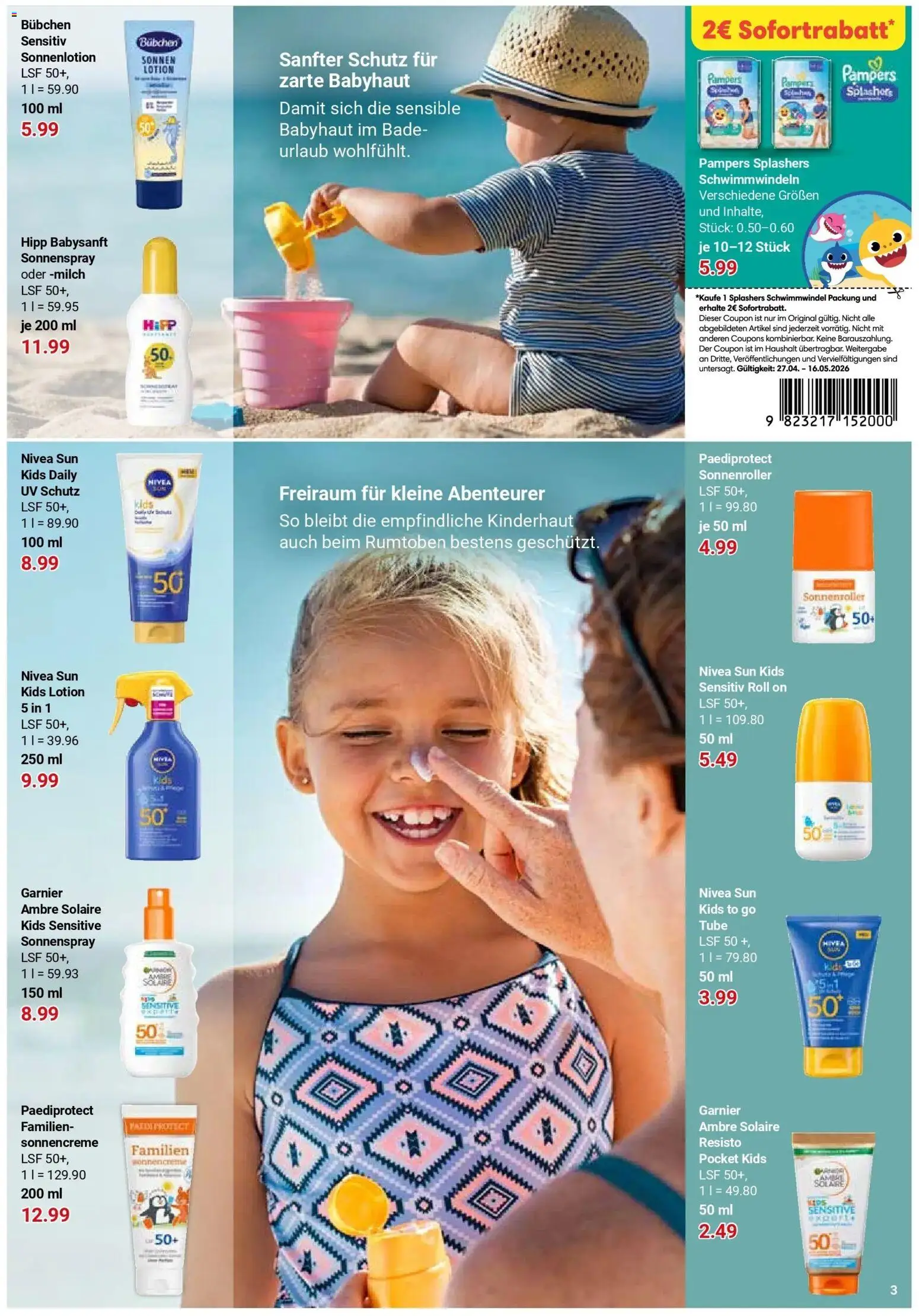 Globus Prospekt Duisburg	 – gültig ab 27.04.2026 | Seite: 27 | Produkte: Milch, Pampers, Sonnencreme, Sonnenlotion