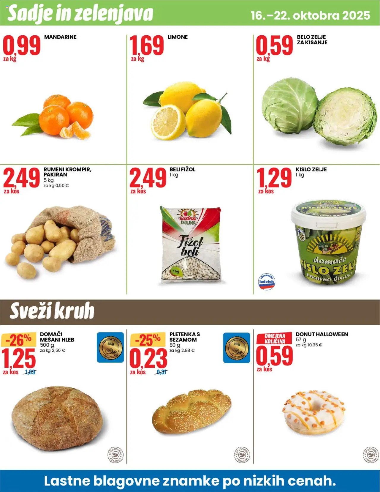 Novi Eurospin katalog ponudbe – veljaven od 16.10.2025 | Stran: 14 | Izdelki: Kos, Kruh, Mandarine, Sadje