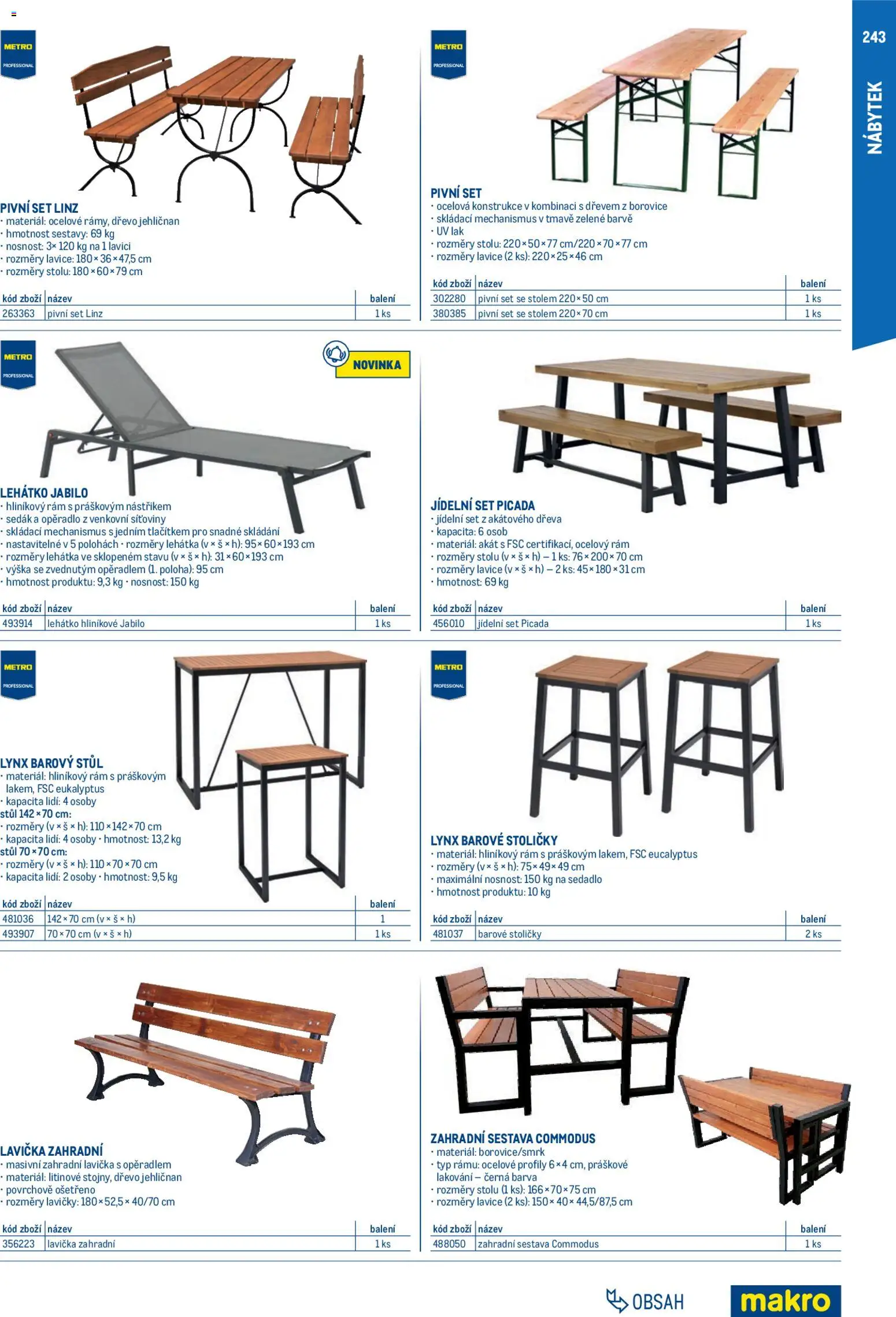 Makro leták - Gastro vybavení a zařízení od 01.02.2026 | Strana: 243 | Produkty: Nábytek, Lehátko, Stůl, Lavice
