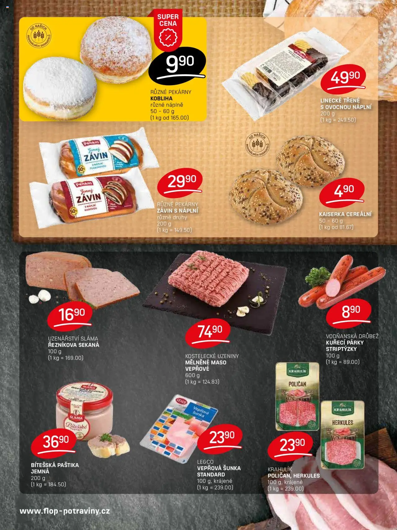 Flop leták od 08.10.2025 | Strana: 3 | Produkty: Kaiserka, Šunka, Maso, Paštika