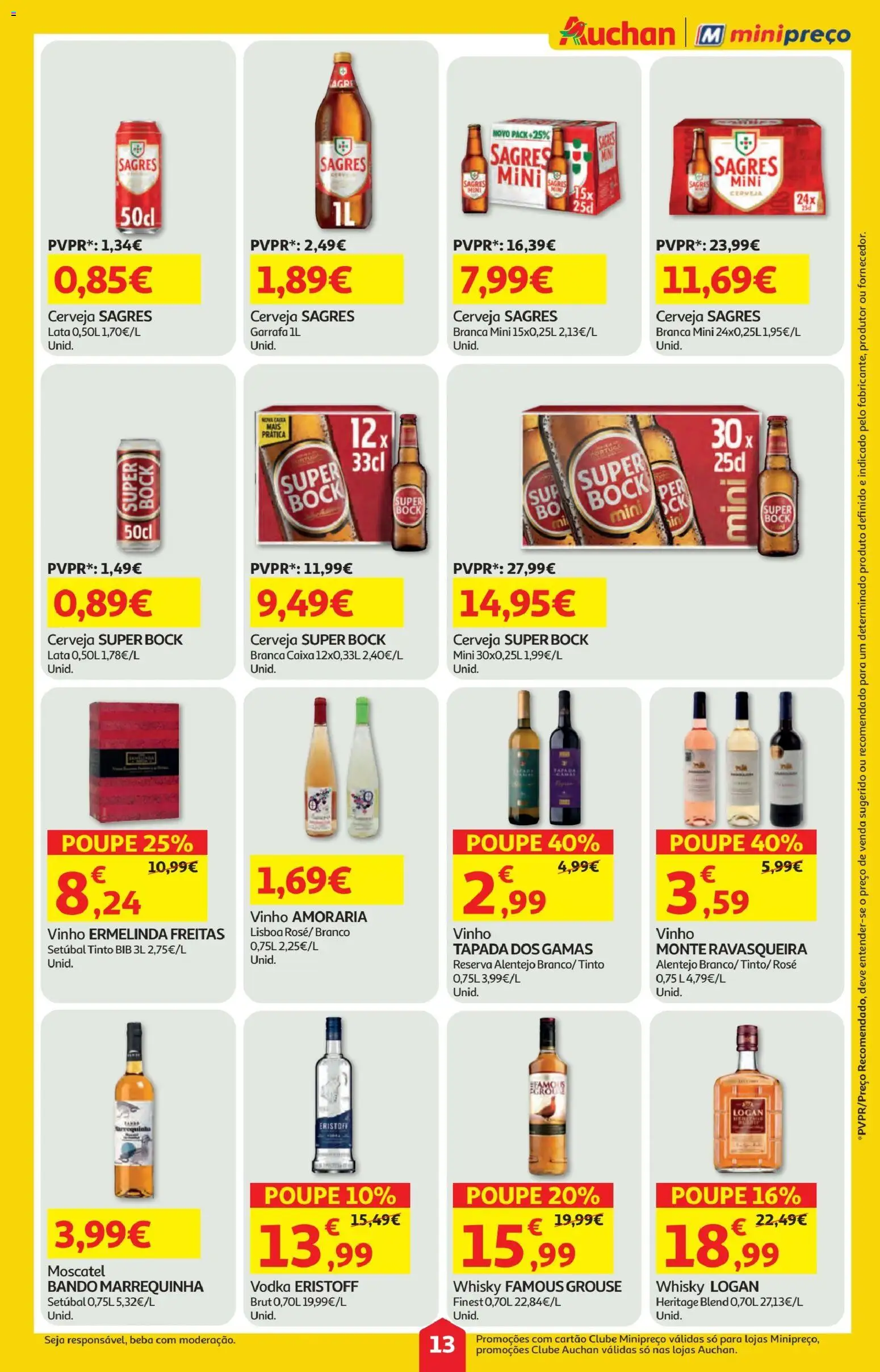 Minipreço folheto │ válido de 12.02.2026 | Página: 13 | Produtos: Super bock, Caixa, Vinho, Cerveja
