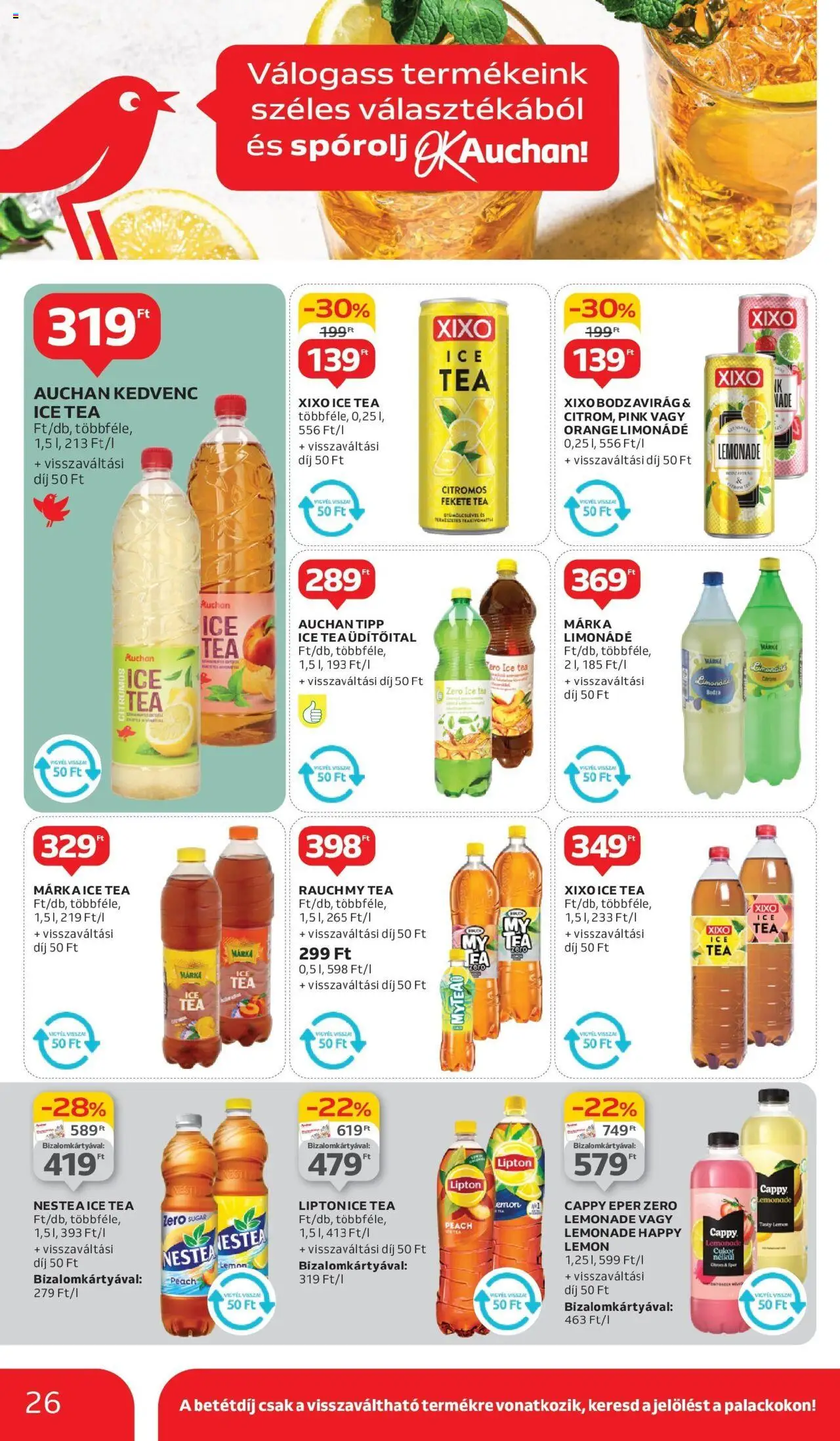 Auchan akciós ujság - amely érvényes a következő dátumtól: 29.05.2025 | Oldal: 26 | Termékek: Ice tea, Limonádé, Tea, Eper