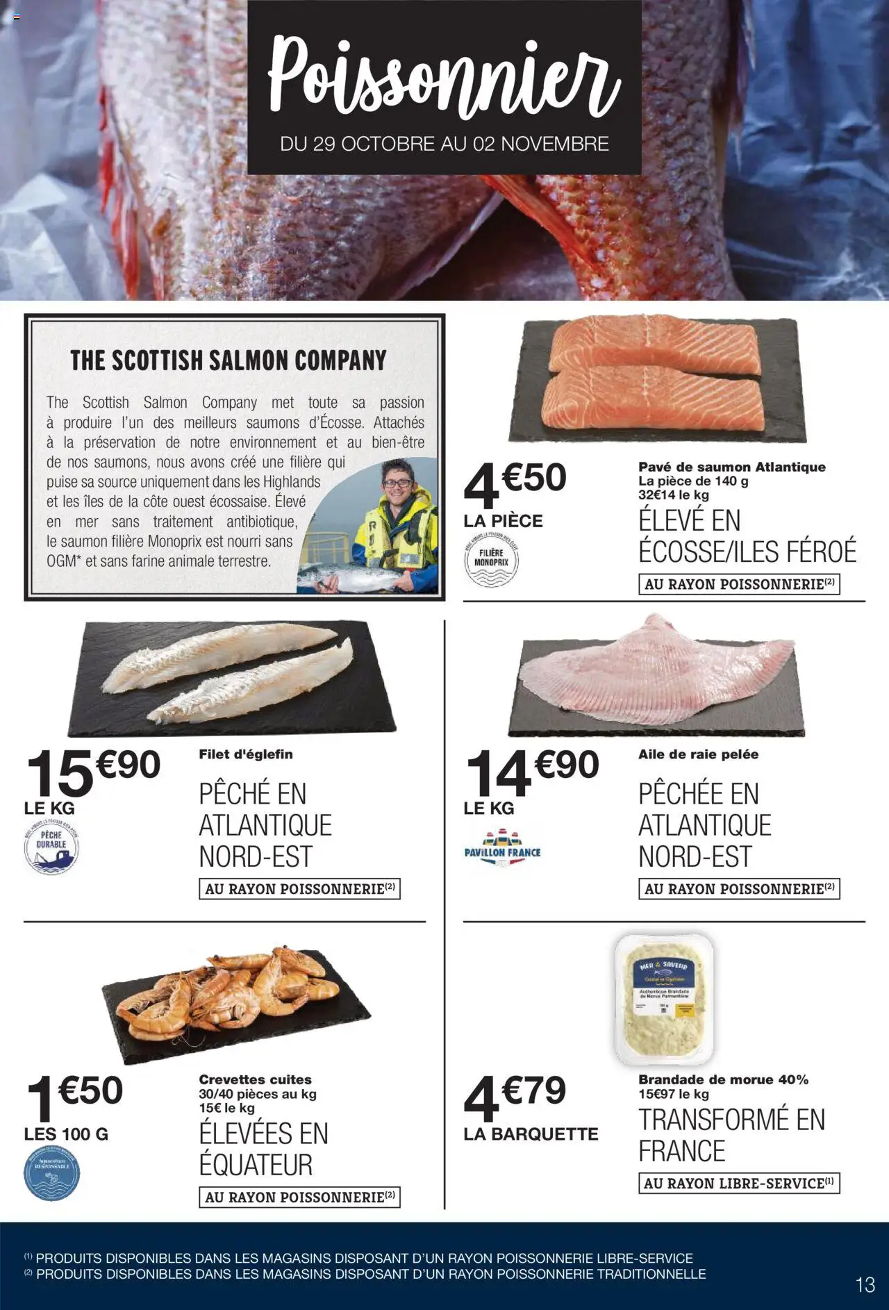 {H1} | Page: 13 | Produits: Poissonnerie, Crevettes, Morue, Saumon