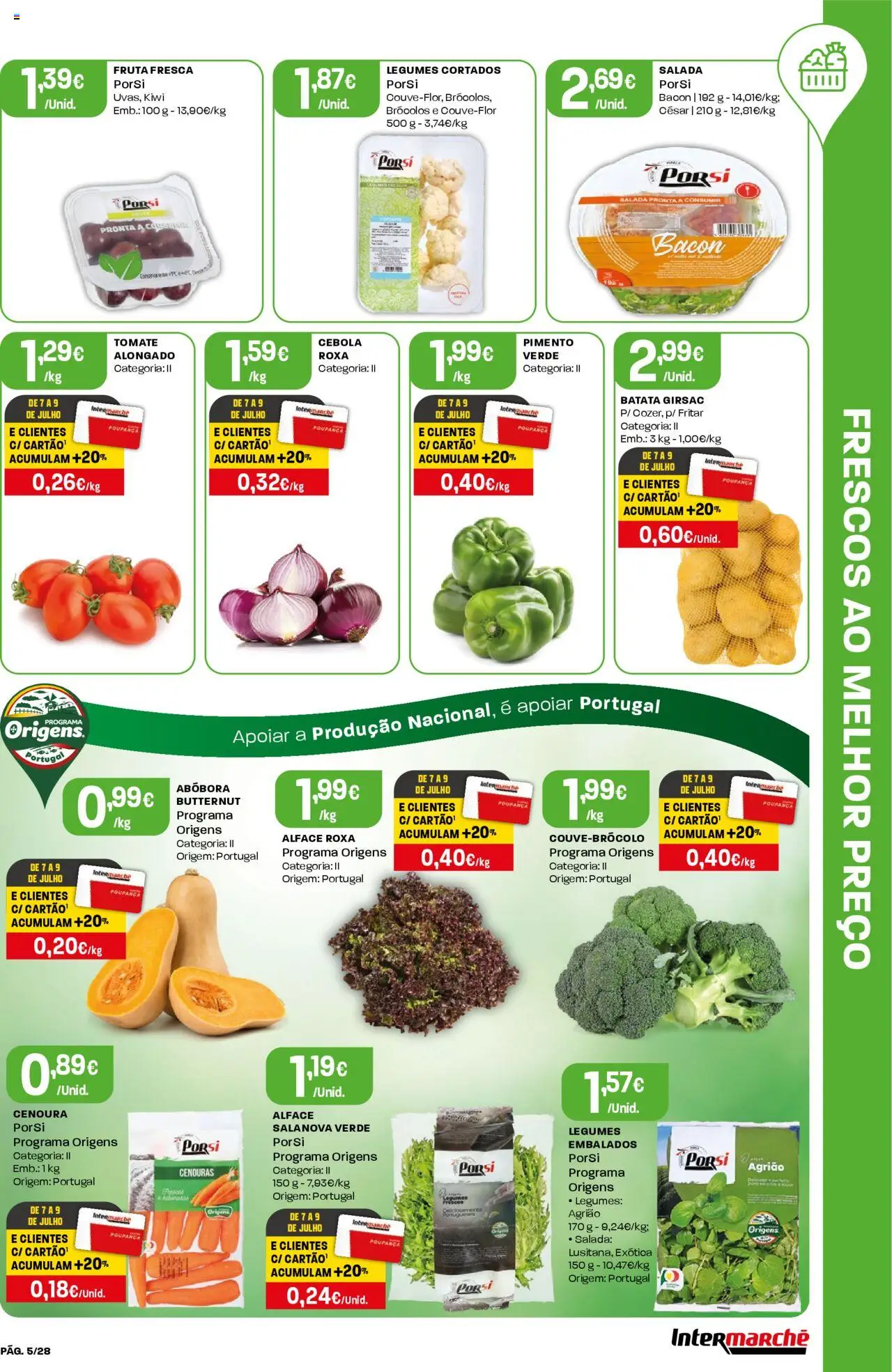 Intermarché folheto │ válido de 03.07.2025 | Página: 5 | Produtos: Batata, Abóbora, Agrião, Alface