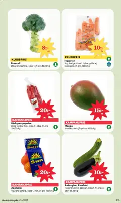 Mango, Brasilien, Peru - Förhandsvisning av reklamblad från butik Hemköp aktuell från 23.03.2026 | Sida: 6 | Produkter: Galler, Apelsiner, Mango, Zucchini