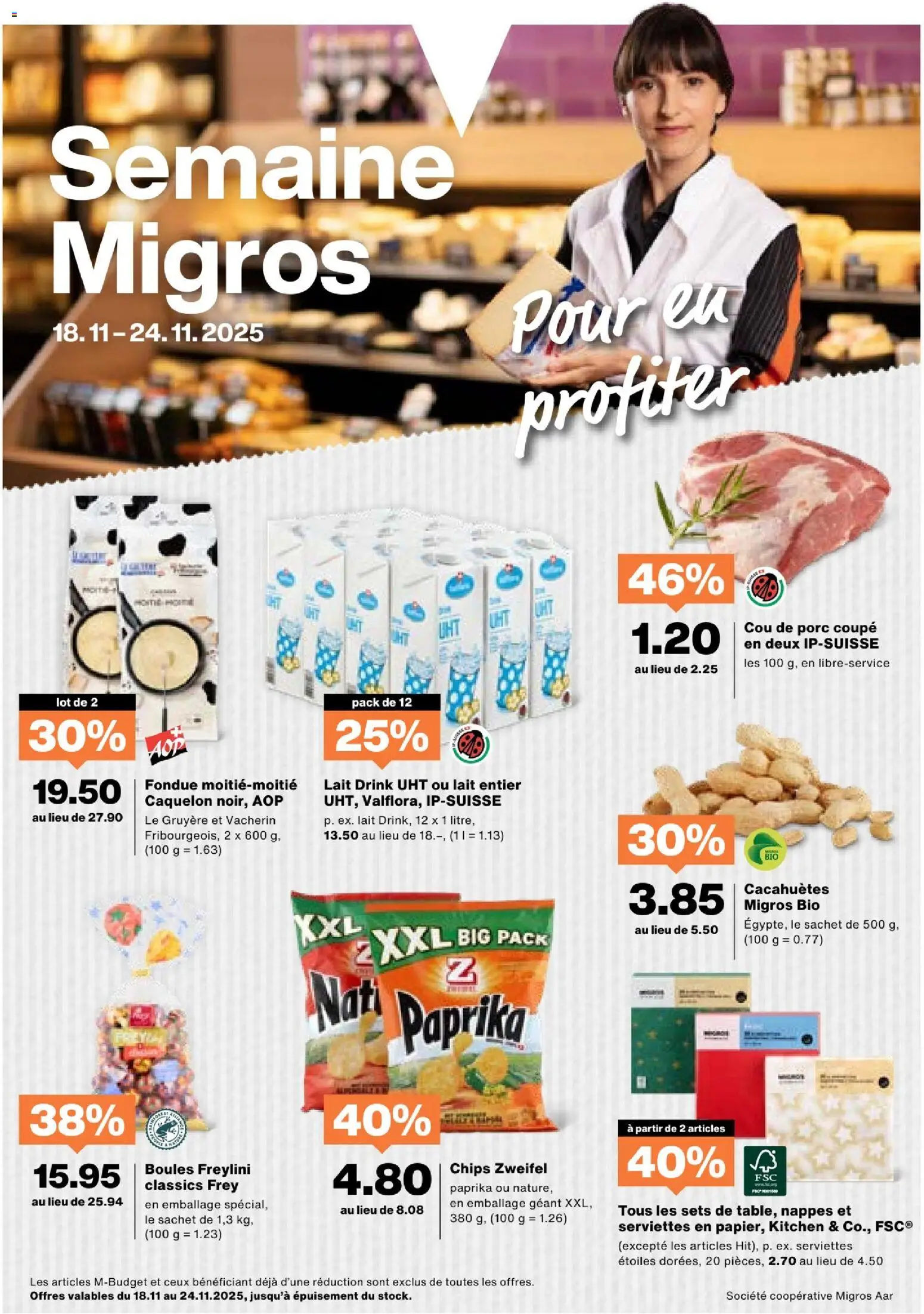 Migros Aktionen FR – gültig ab 18.11.2025 | Seite: 1 | Produkte: Chips, Fondue