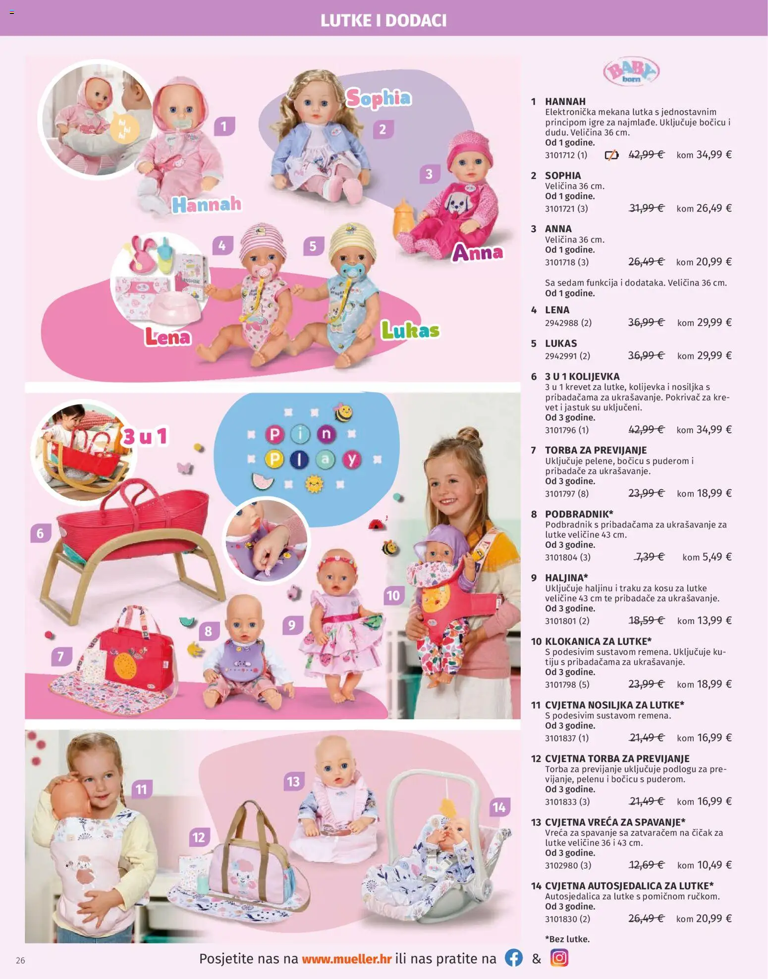 Müller katalog | vrijedi od 01.12.2025 | Stranica: 26 | Proizvodi: Jastuk, Lutke, Klokanica, Torba