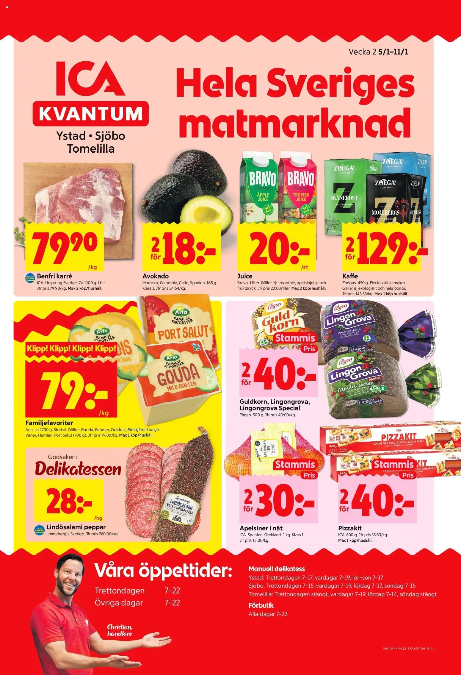 ICA Kvantum reklamblad aktuell från 05.01.2026 | Sida: 1 | Produkter: Galler, Kaffe, Juice, Tomatsås