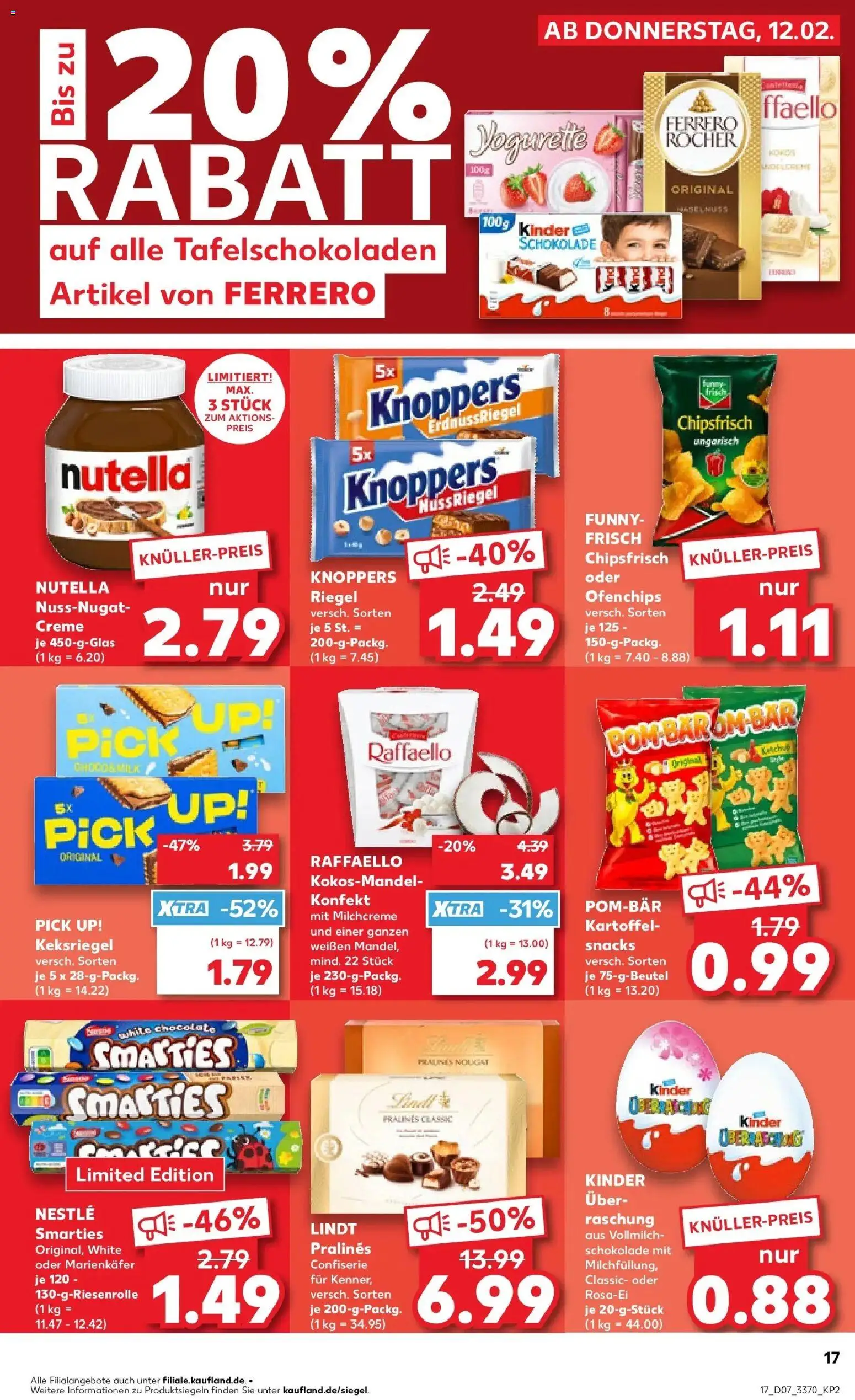 Kaufland prospekt Limbach-Oberfrohna	 – gültig ab 16.02.2026 | Seite: 17 | Produkte: Raffaello, Schokolade, Knoppers, Lindt