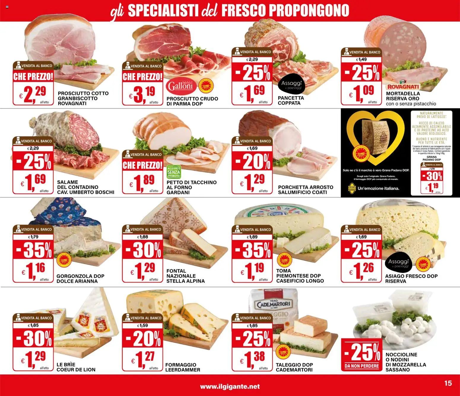 Volantino Il Gigante del 10.11.2025 | Pagina: 15 | Prodotti: Prosciutto Cotto, Pancetta, Prosciutto, Grana Padano