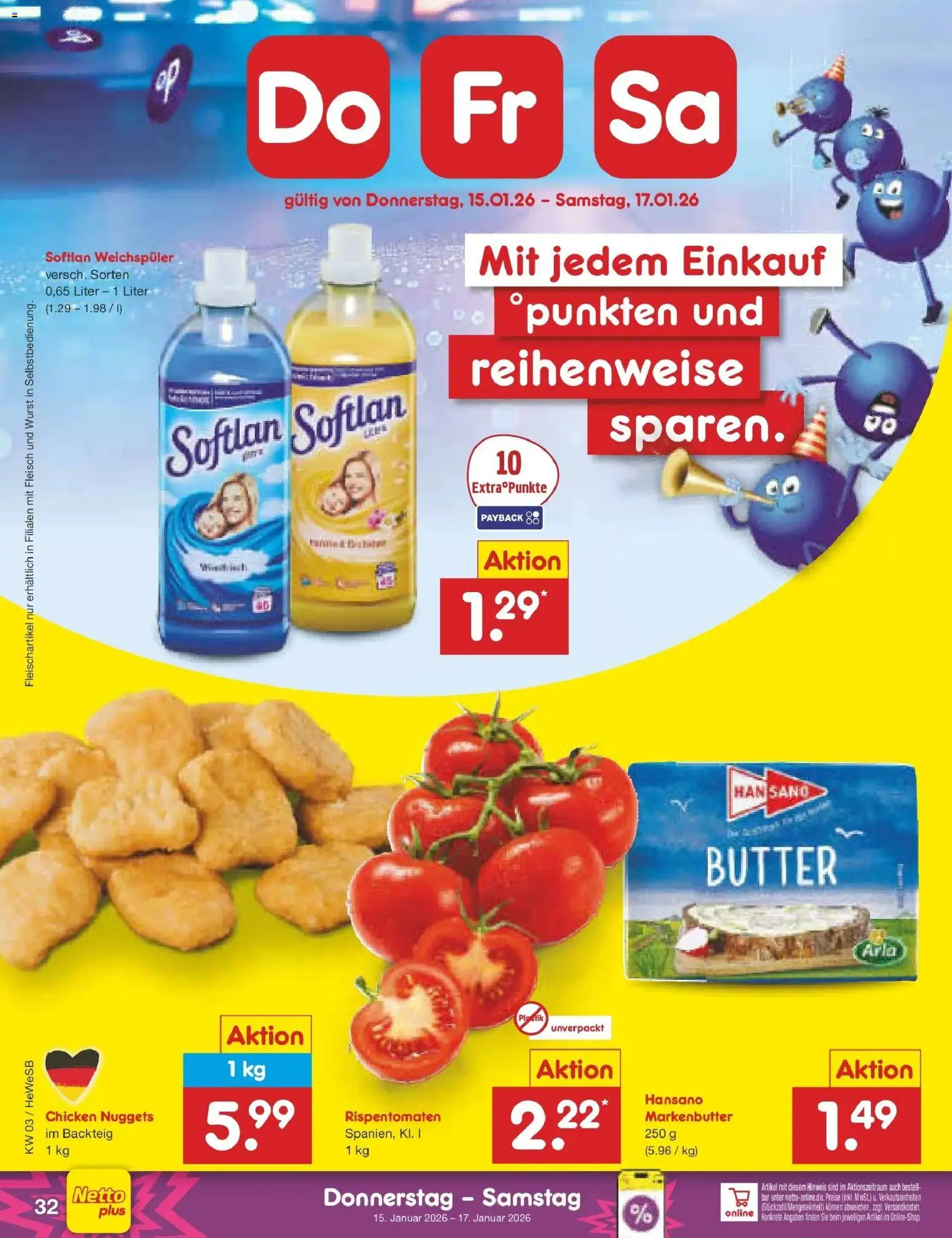 Netto Marken-Discount prospekt Hamburg	 – gültig ab 12.01.2026 | Seite: 36 | Produkte: Butter, Weichspüler, Wurst, Fleisch