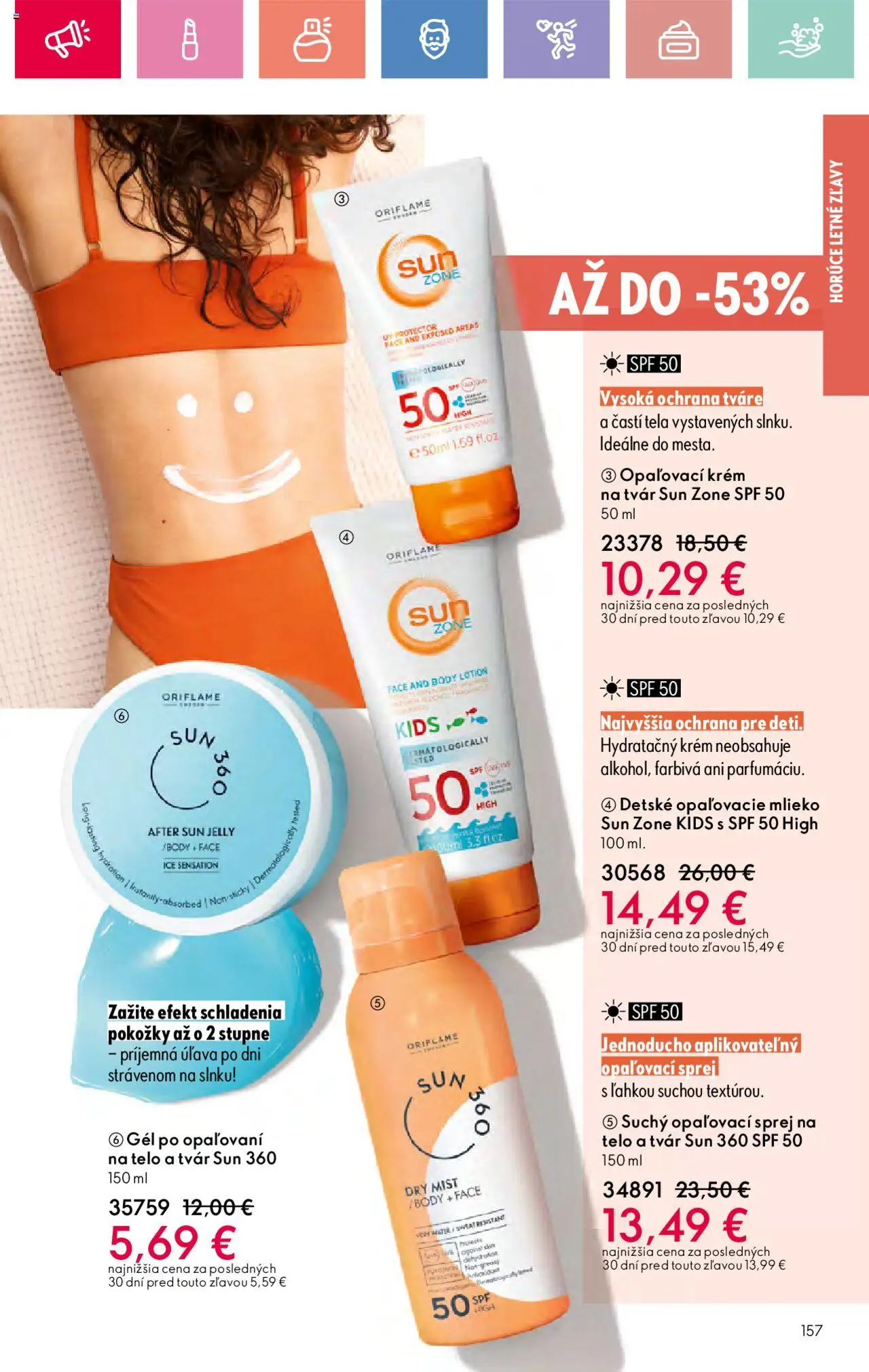 Katalóg Oriflame 10 2025 │ platný od 06.07.2025 | Strana: 157 | Produkty: Mlieko, Opaľovací krém, Krém