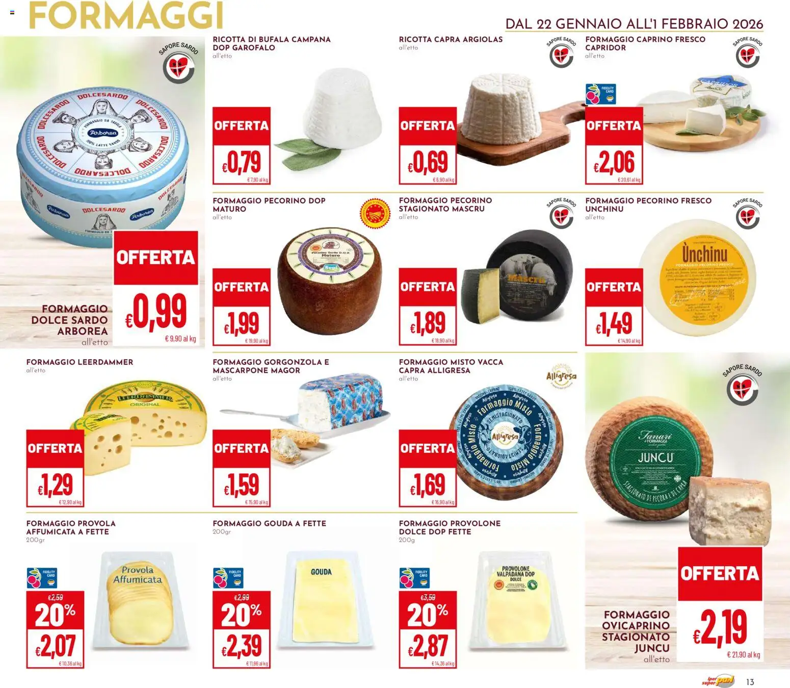 Volantino Pan del 22.01.2026 | Pagina: 13 | Prodotti: Formaggio, Provola, Mascarpone, Gorgonzola