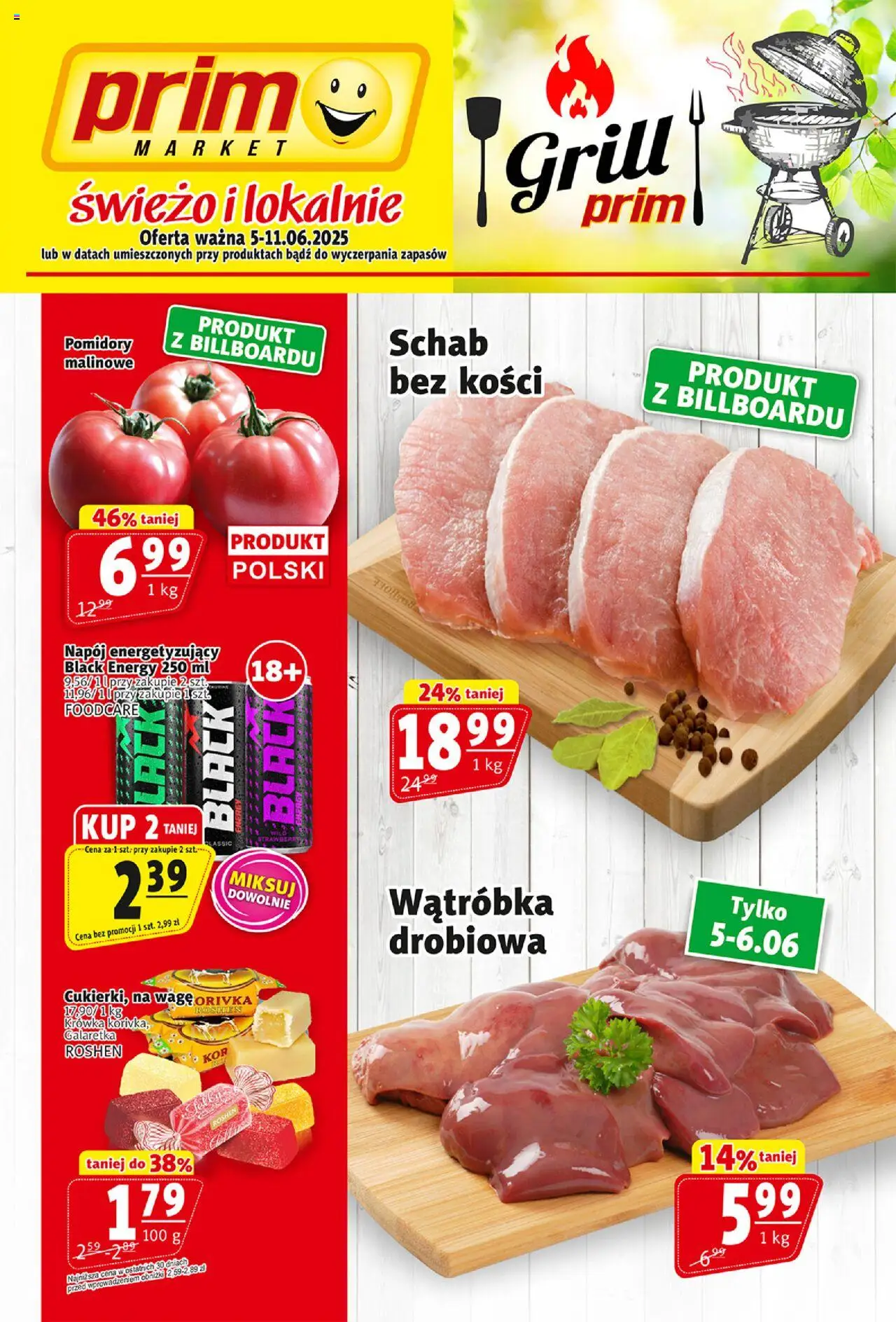 Prim Market Gazetka od 05.06.2025 | Strona: 1 | Produkty: Galaretka, Wątróbka, Krowka, Wątróbka drobiowa