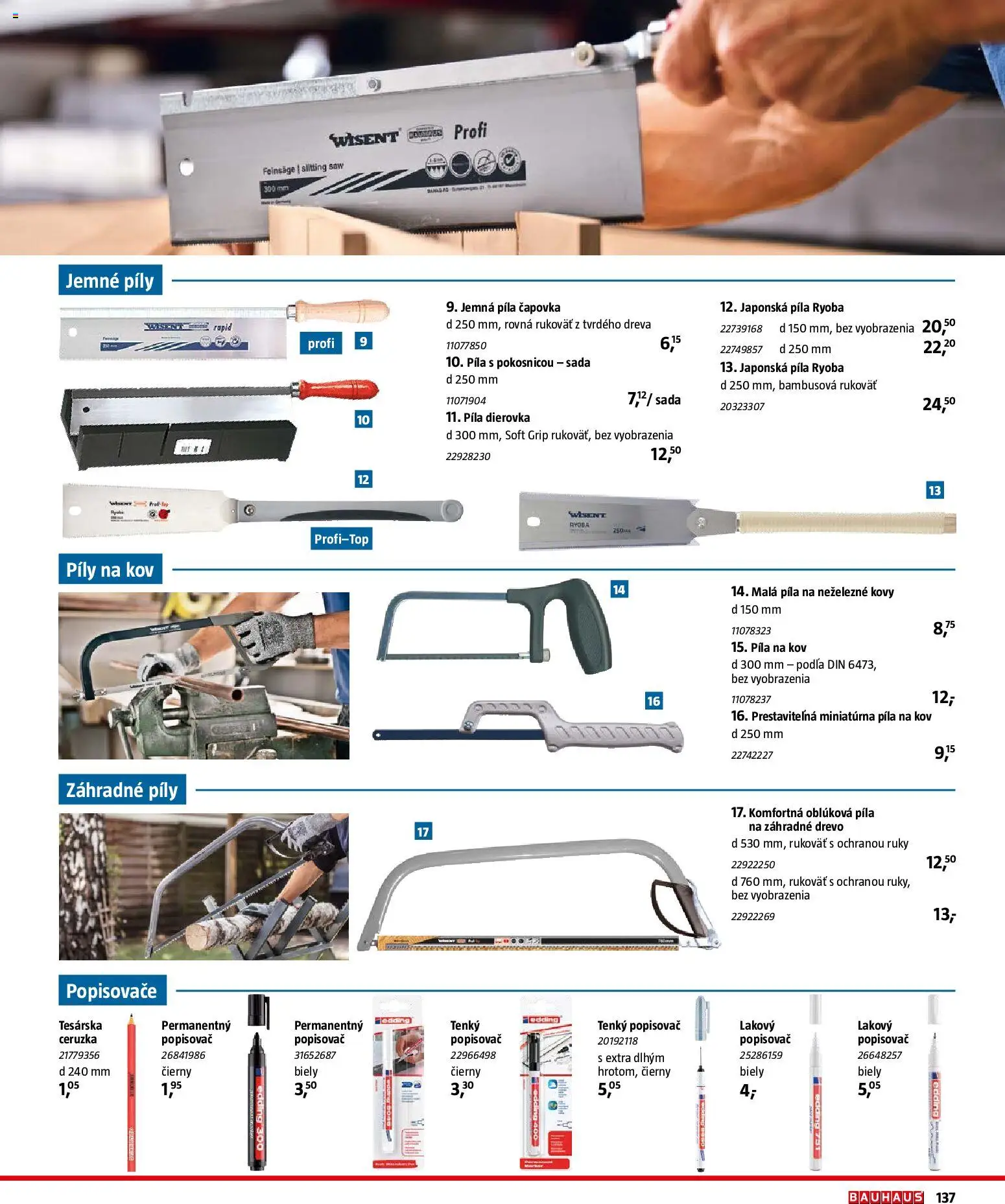 Nové Bauhaus akcie – leták je platný od 26.01.2026 | Strana: 137 | Produkty: Píla, Ceruzka