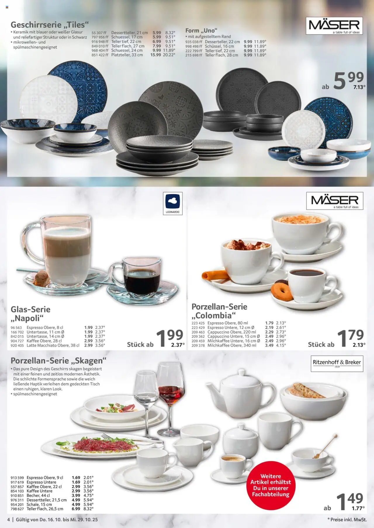 Selgros Gastronomie – gültig ab 16.10.2025 | Seite: 4 | Produkte: Kaffee, Tisch