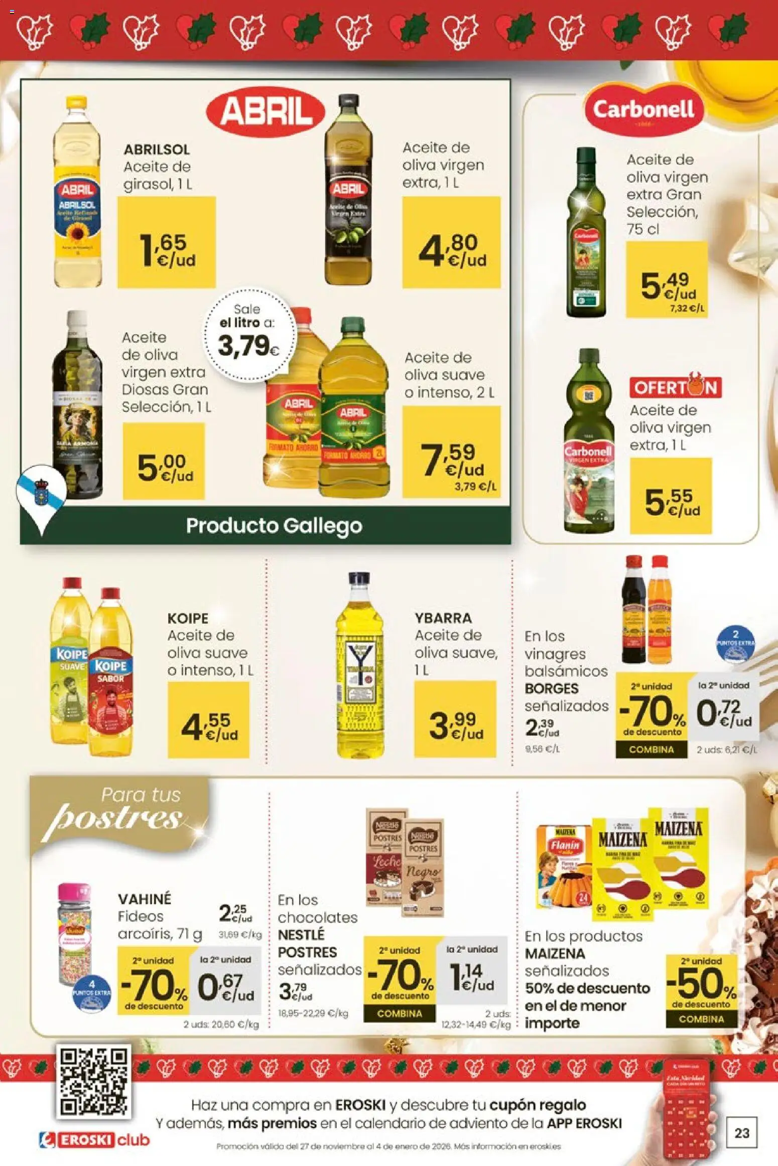 Eroski - Navidad  │ válido desde el 18.12.2025 | Página: 23 | Productos: Aceite, Fideos, Aceite de oliva