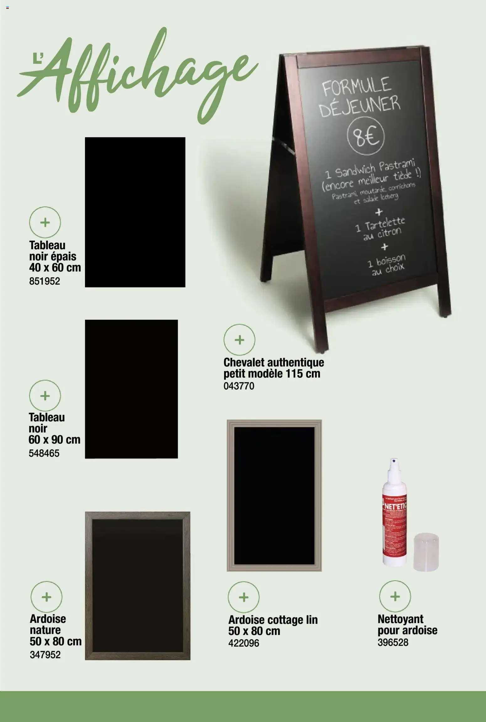 {H1} | Page: 67 | Produits: Salade, Citron, Sandwich, Chevalet