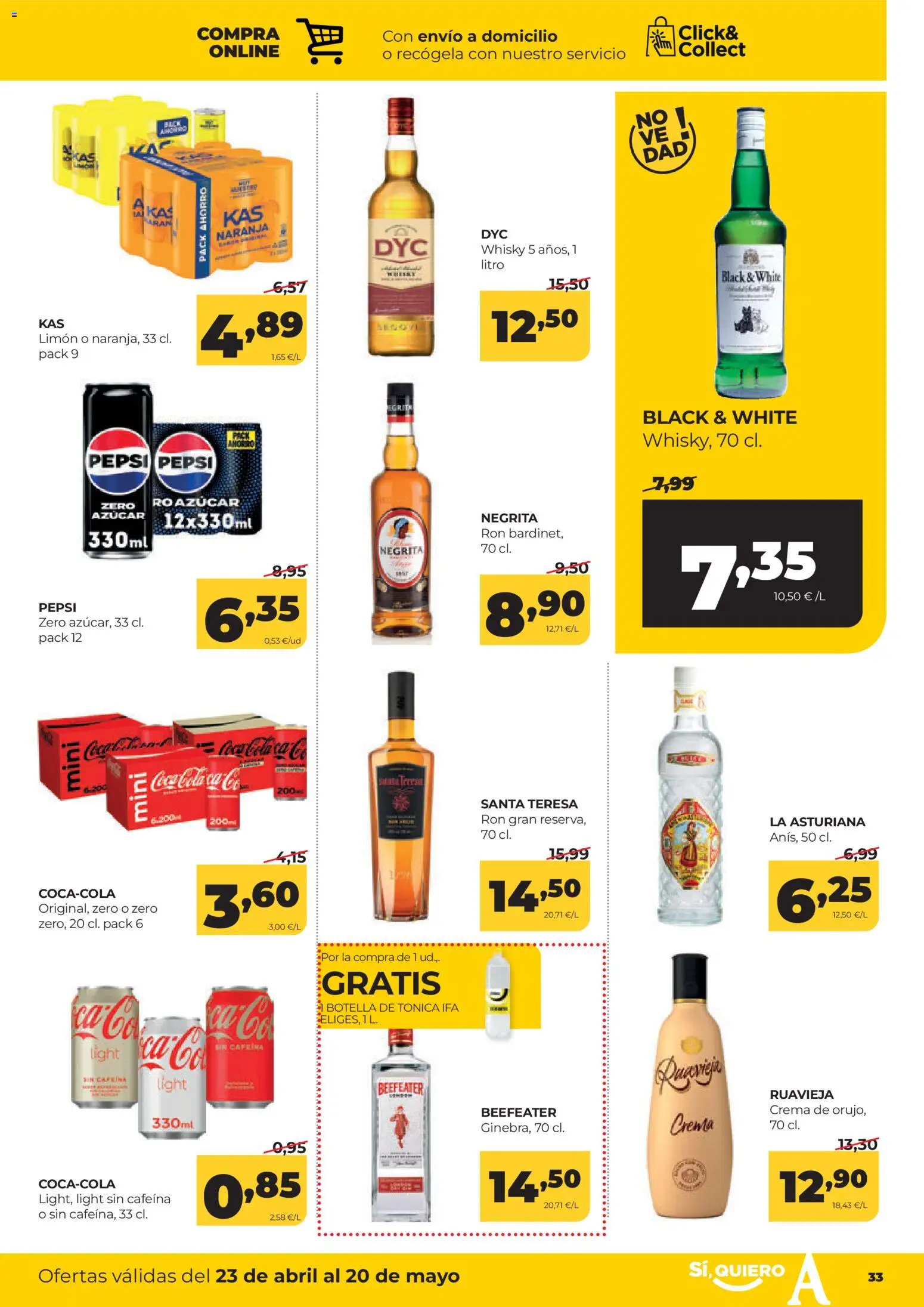 Alimerka folleto Castilla y León │ válido desde el 23.04.2026 | Página: 34 | Productos: Σφουγγαρίστρα, Ron, Crema, Whisky