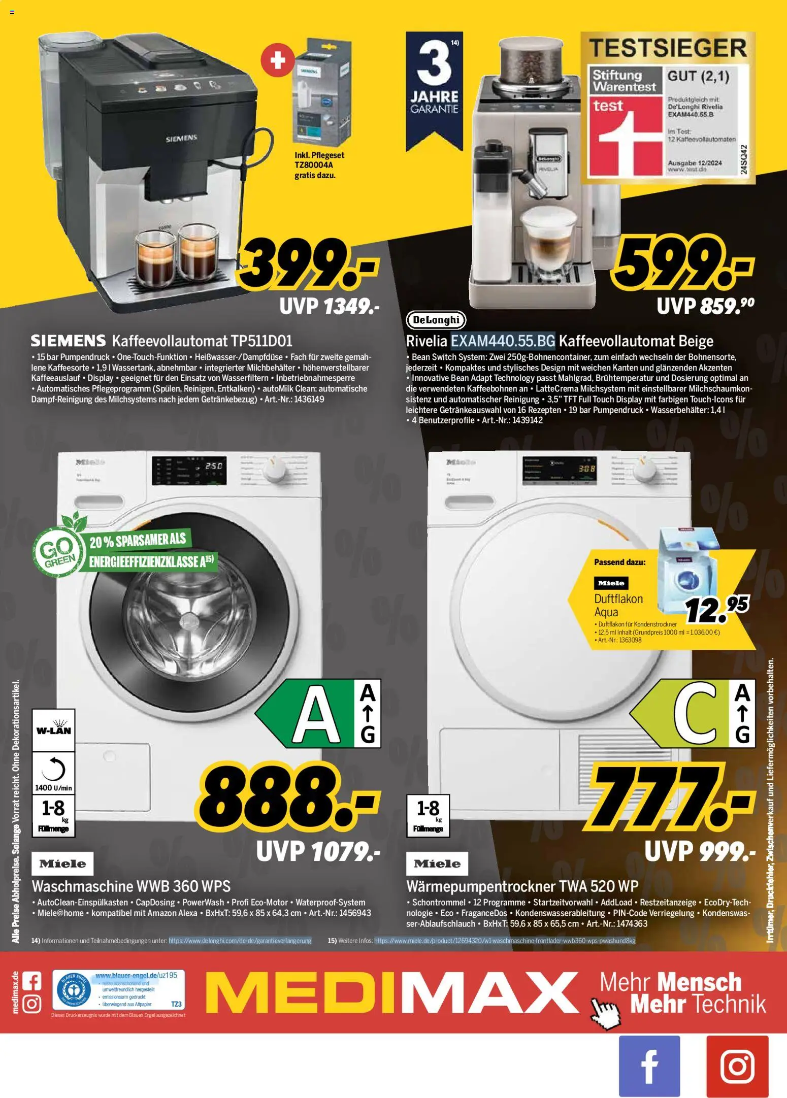 Medimax - Black Friday – gültig ab 14.11.2025 | Seite: 8 | Produkte: Miele, Siemens, Waschmaschine, Kaffeevollautomat