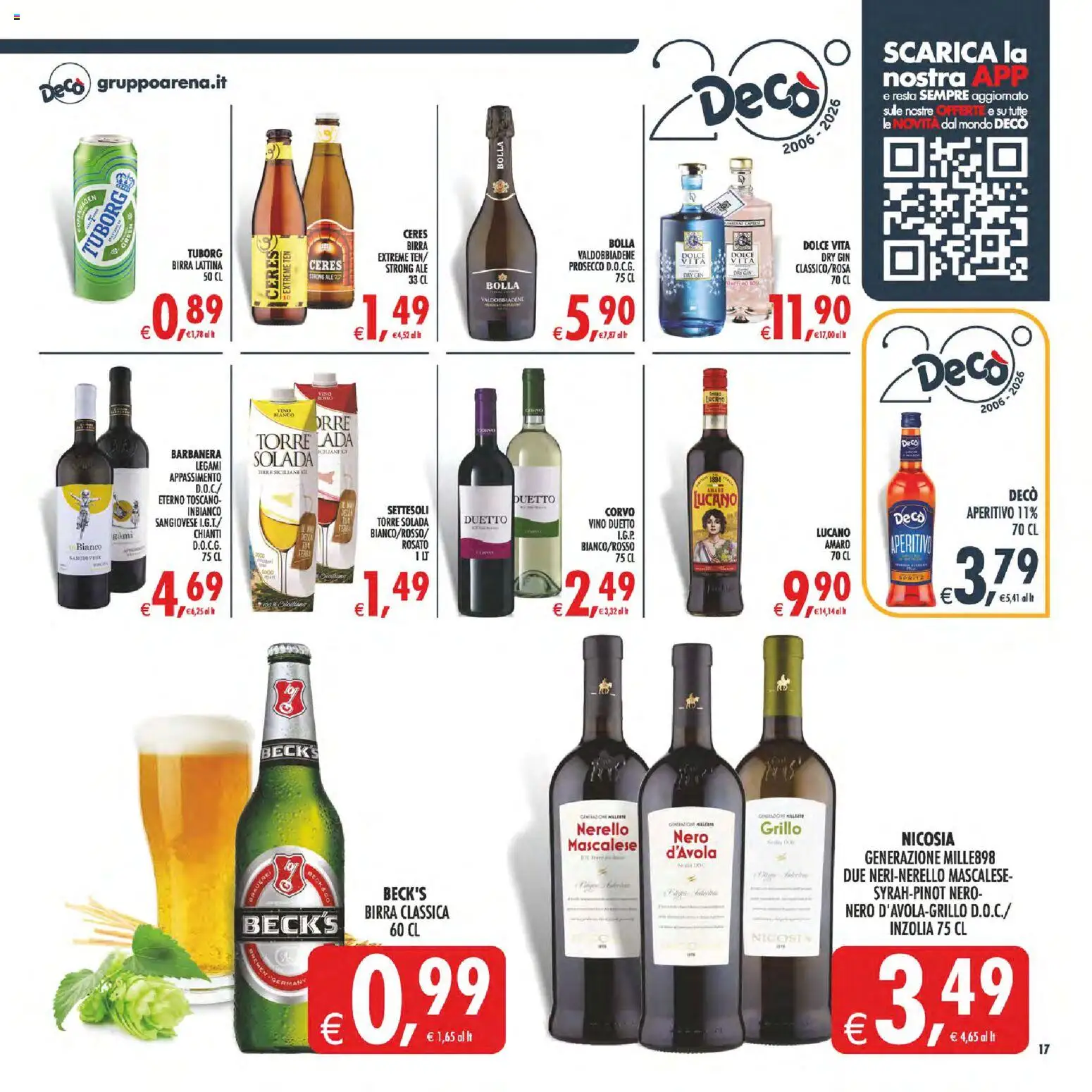 Volantino Decò del 17.04.2026 | Pagina: 20 | Prodotti: Gin, Prosecco, Ceres, Aperitivo