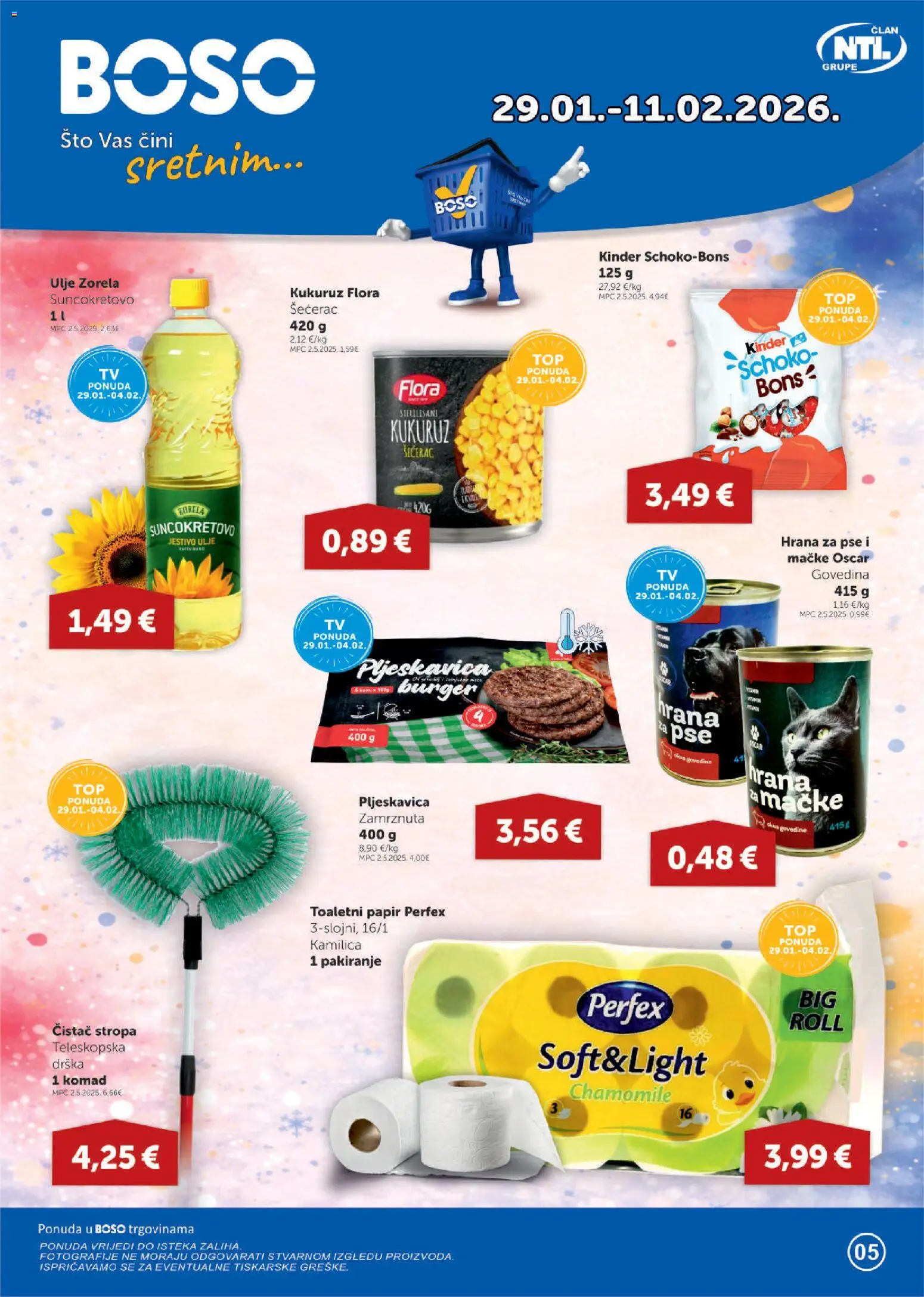 Boso katalog | vrijedi od 29.01.2026 | Stranica: 1 | Proizvodi: Kukuruz, Ulje, Hrana za pse, Toaletni papir