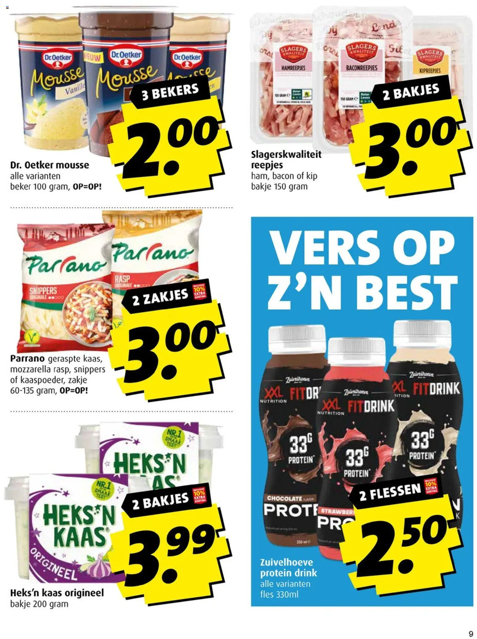 {H1} | Pagina: 9 | Producten: Kaas, Beker, Fles, Mozzarella