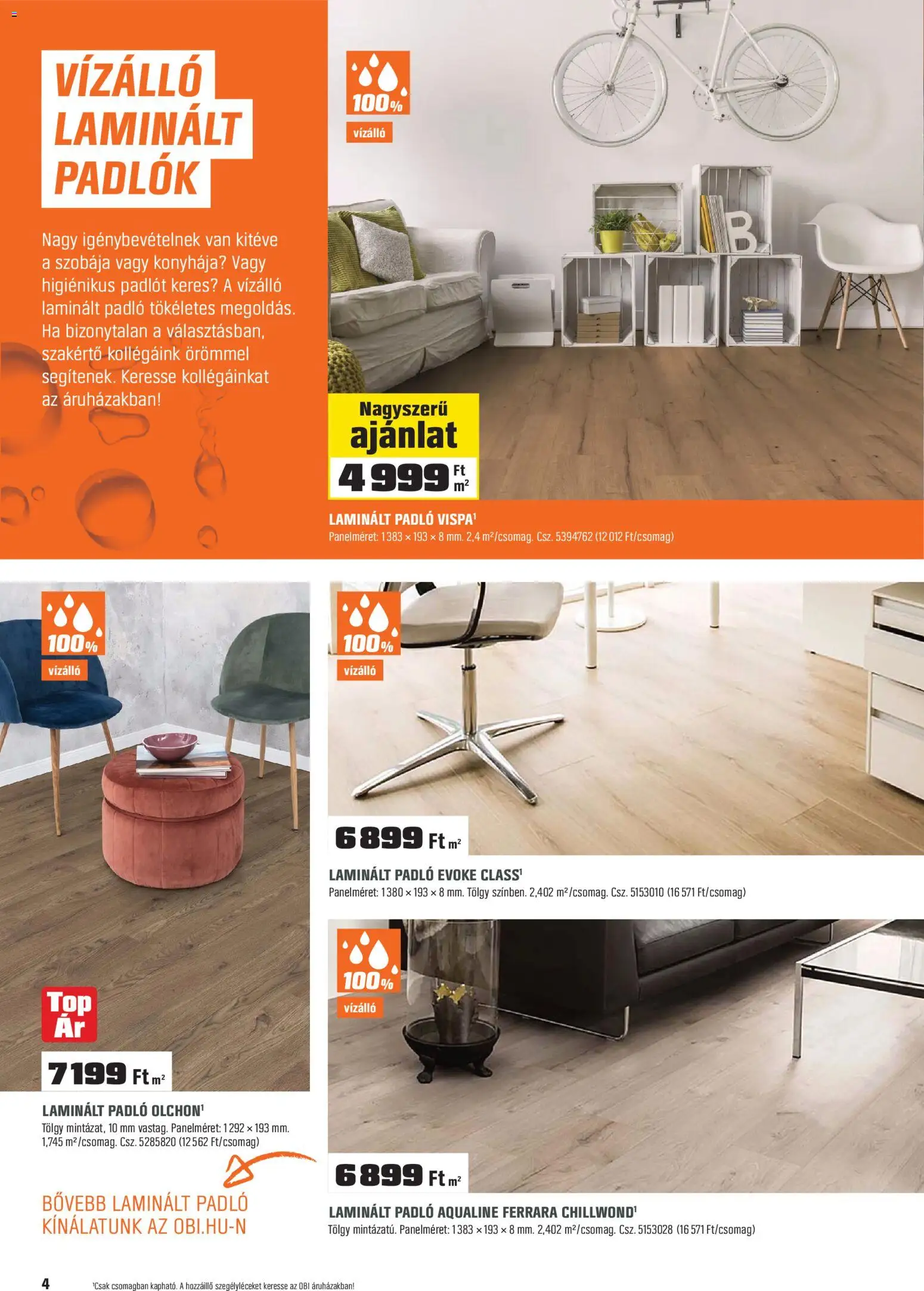 OBI akciós ujság - amely érvényes a következő dátumtól: 30.12.2025 | Oldal: 4 | Termékek: Laminált padló