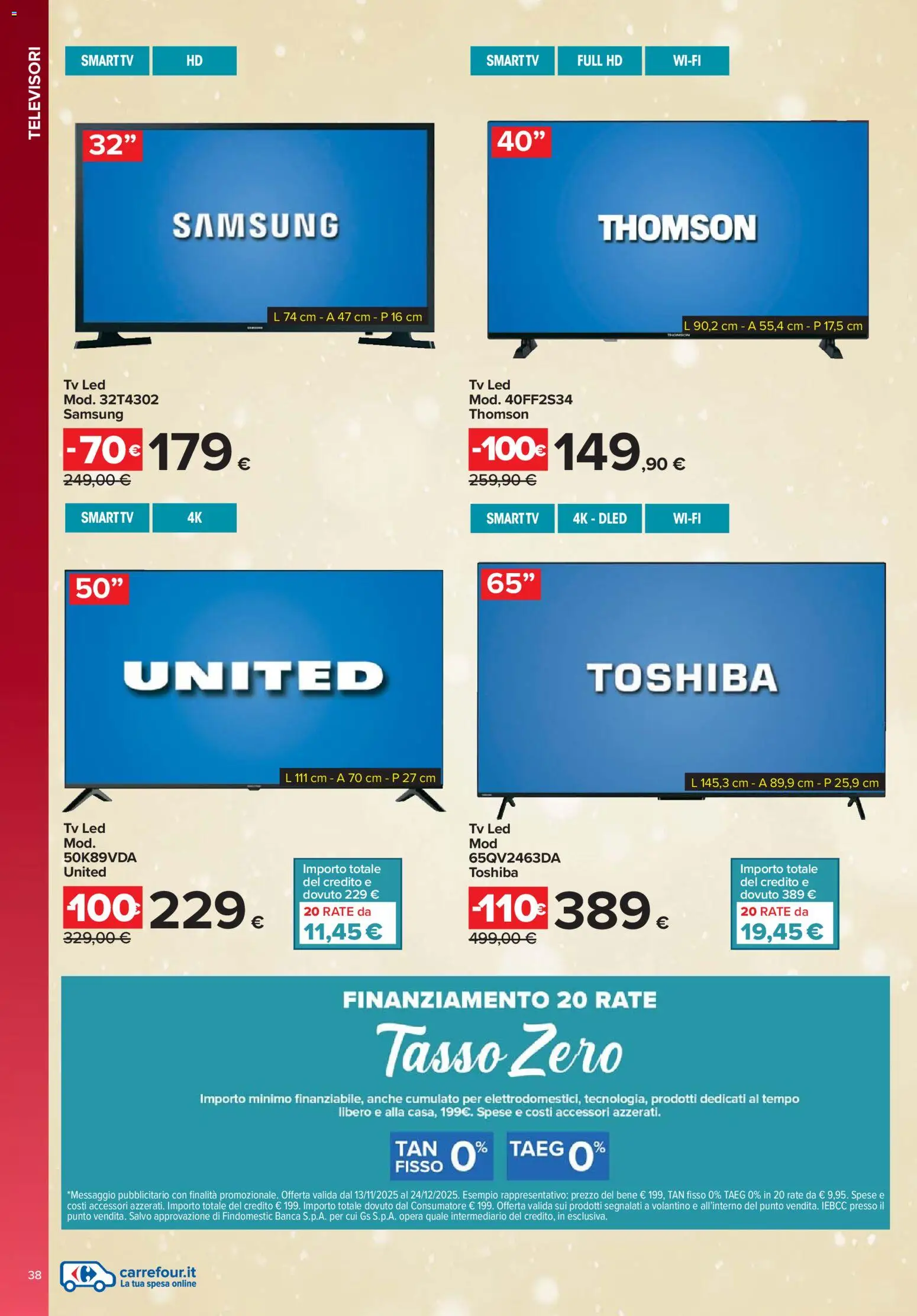Volantino Carrefour del 13.11.2025 | Pagina: 38 | Prodotti: smart TV, TV, Samsung
