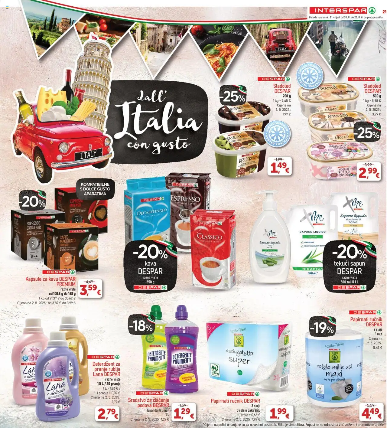 Interspar katalog | vrijedi od 20.08.2025 | Stranica: 21 | Proizvodi: Dolce Gusto, Kava, Ručnik, Sladoled