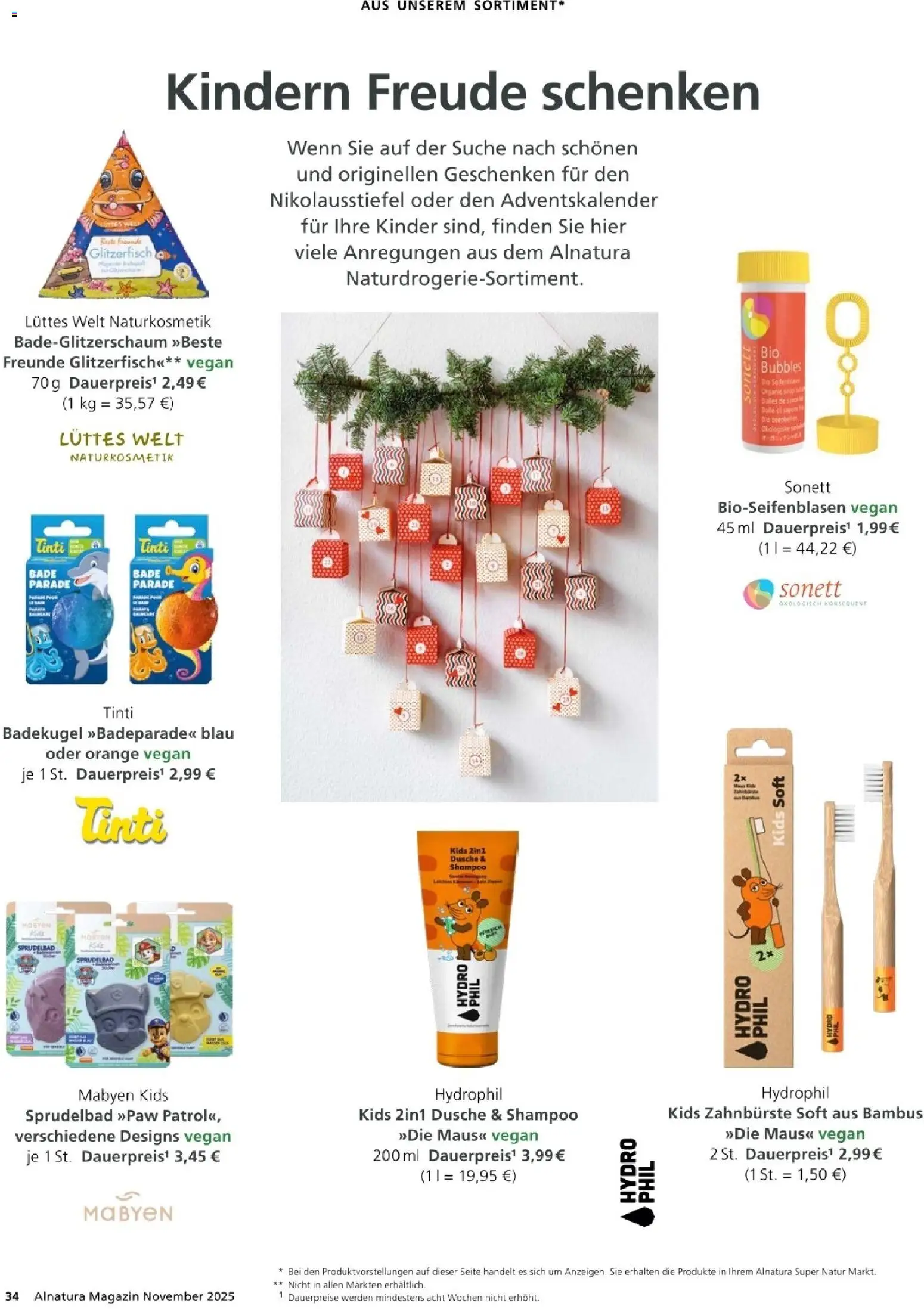 Alnatura Prospekt – gültig ab 01.11.2025 | Seite: 34 | Produkte: Dusche, Shampoo, Zahnbürste, Maus