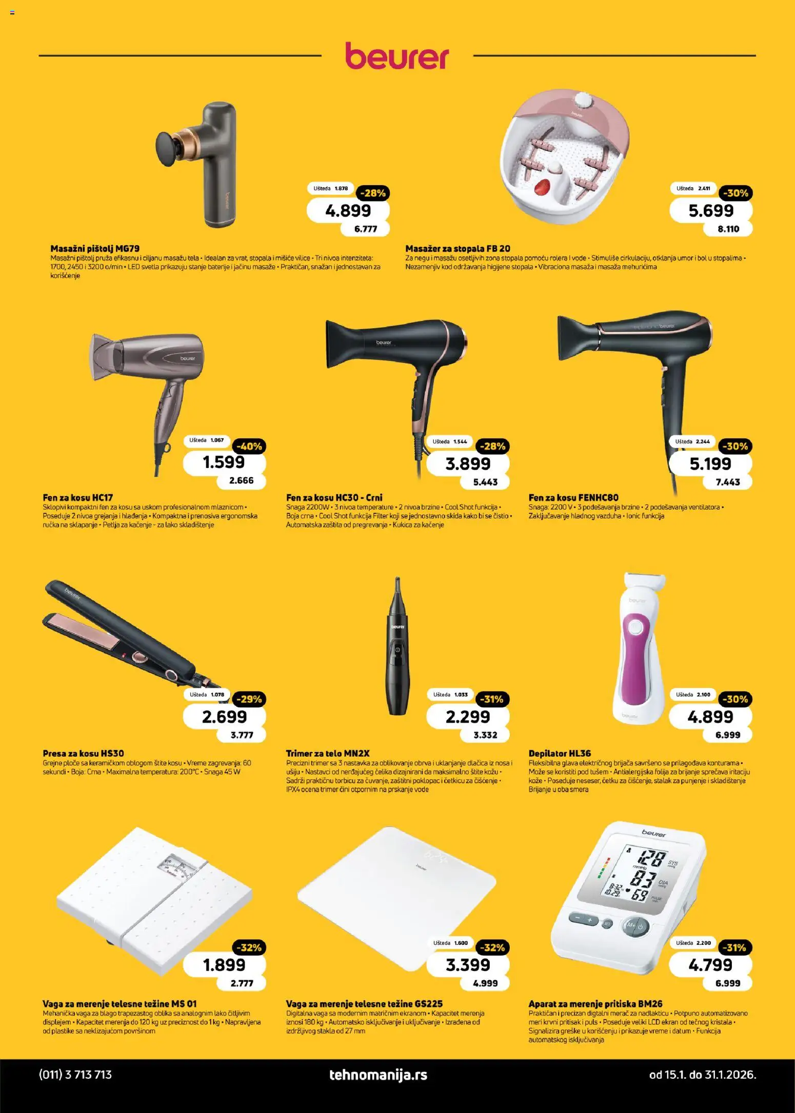 Tehnomanija katalog - važi od 15.01.2026 | Strana: 10 | Proizvode: Fen, Trimer, Presa za kosu, Vaga