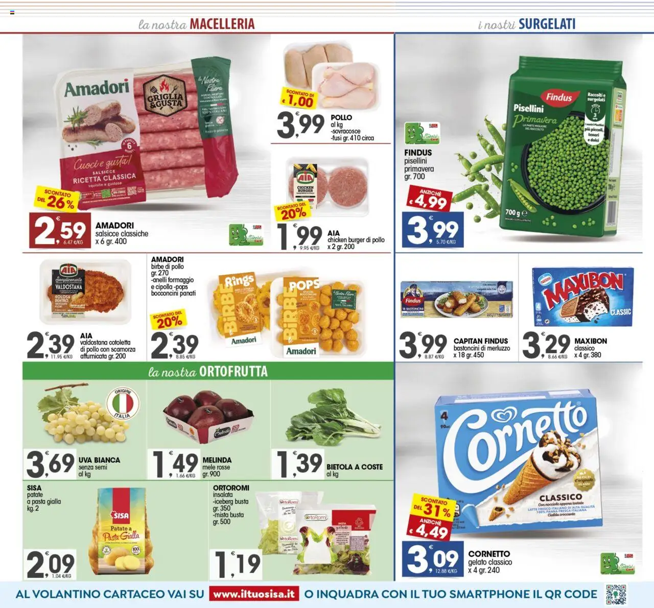 Volantino SISA del 03.10.2025 | Pagina: 3 | Prodotti: Insalata, Pasta, Uva, Smartphone
