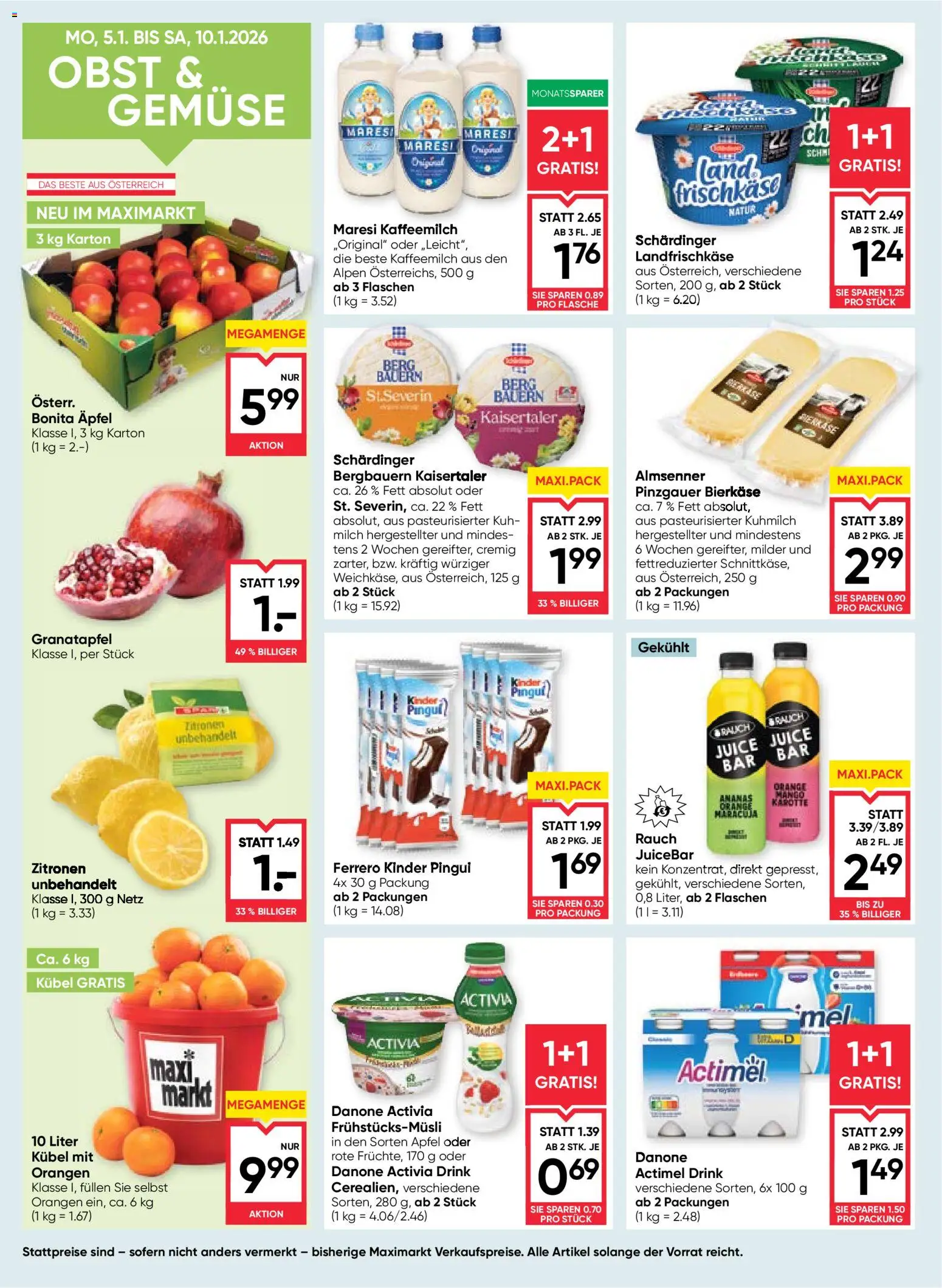 Maximarkt Flugblatt gültig ab 08.01.2026 | Seite: 10 | Produkte: Mango, Äpfel, Orangen, Ananas