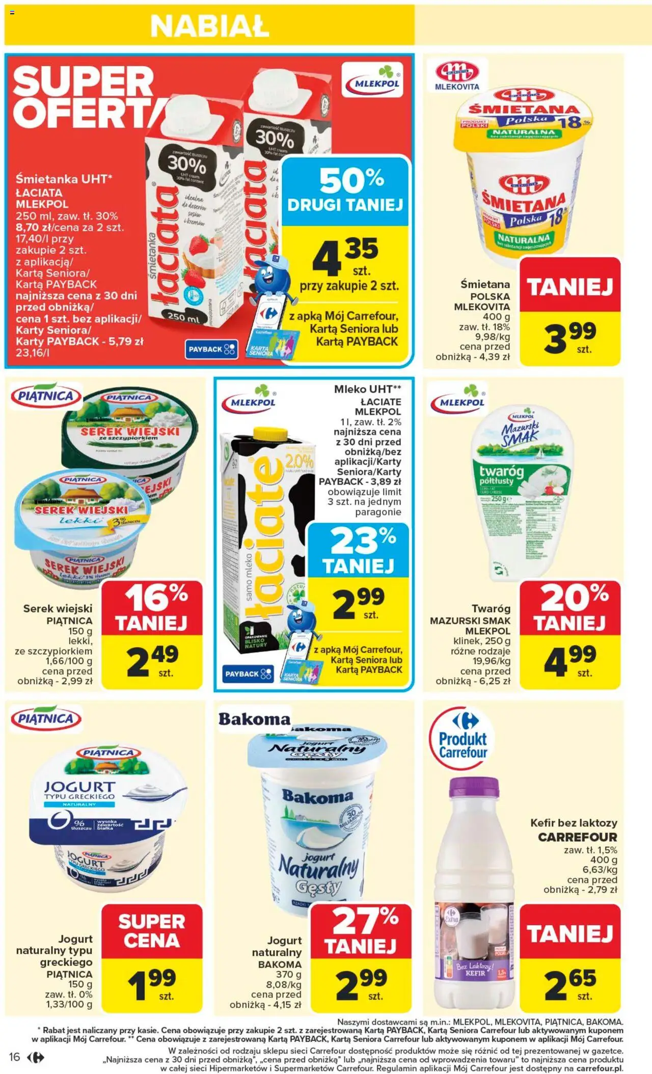 Carrefour Gazetka od 13.10.2025 | Strona: 16 | Produkty: Bez laktozy, Kefir, Jogurt, Śmietana