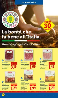Anteprima del volantino Dal Salumiere Mortadella nostrana, Da carne 100% italiana, 100 g confezione valido a partire dal 23.03.2026 | Pagina: 22