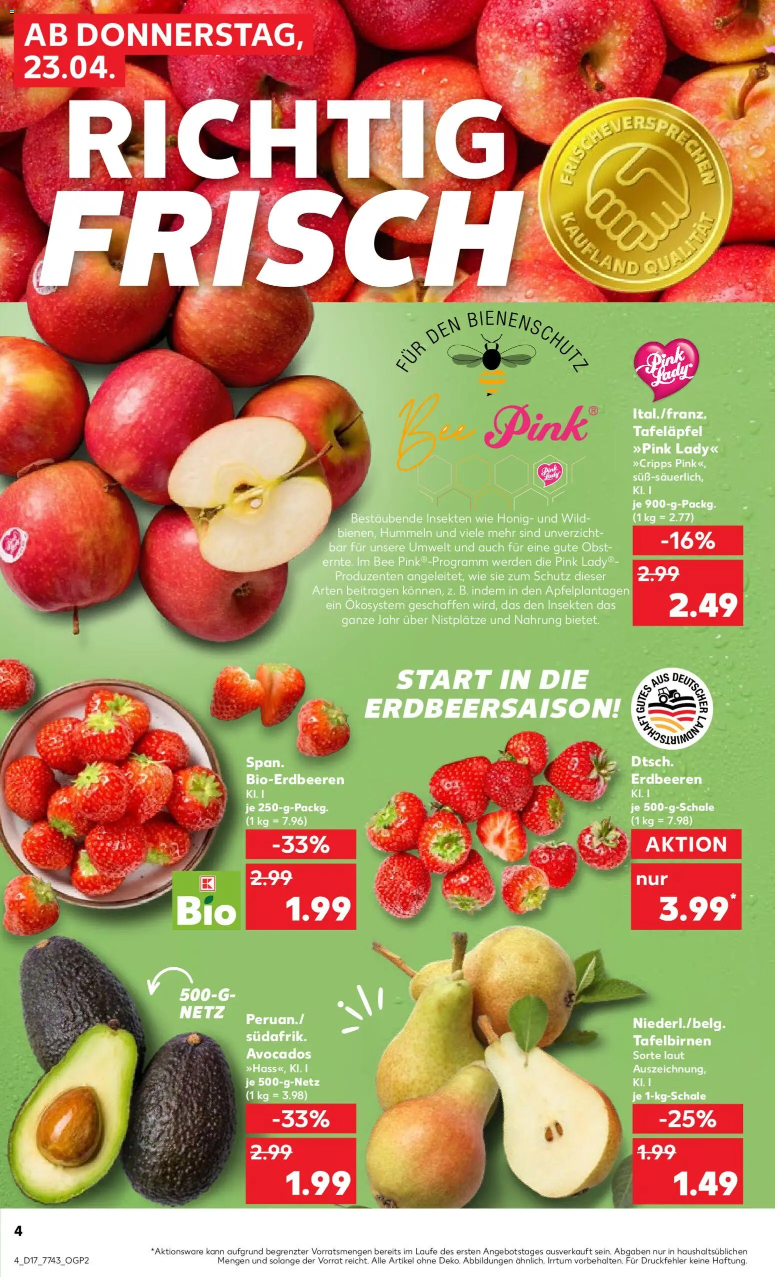 Kaufland Prospekt Völklingen	 – gültig ab 23.04.2026 | Seite: 4 | Produkte: Apple, Avocado, Obst, Erdbeeren