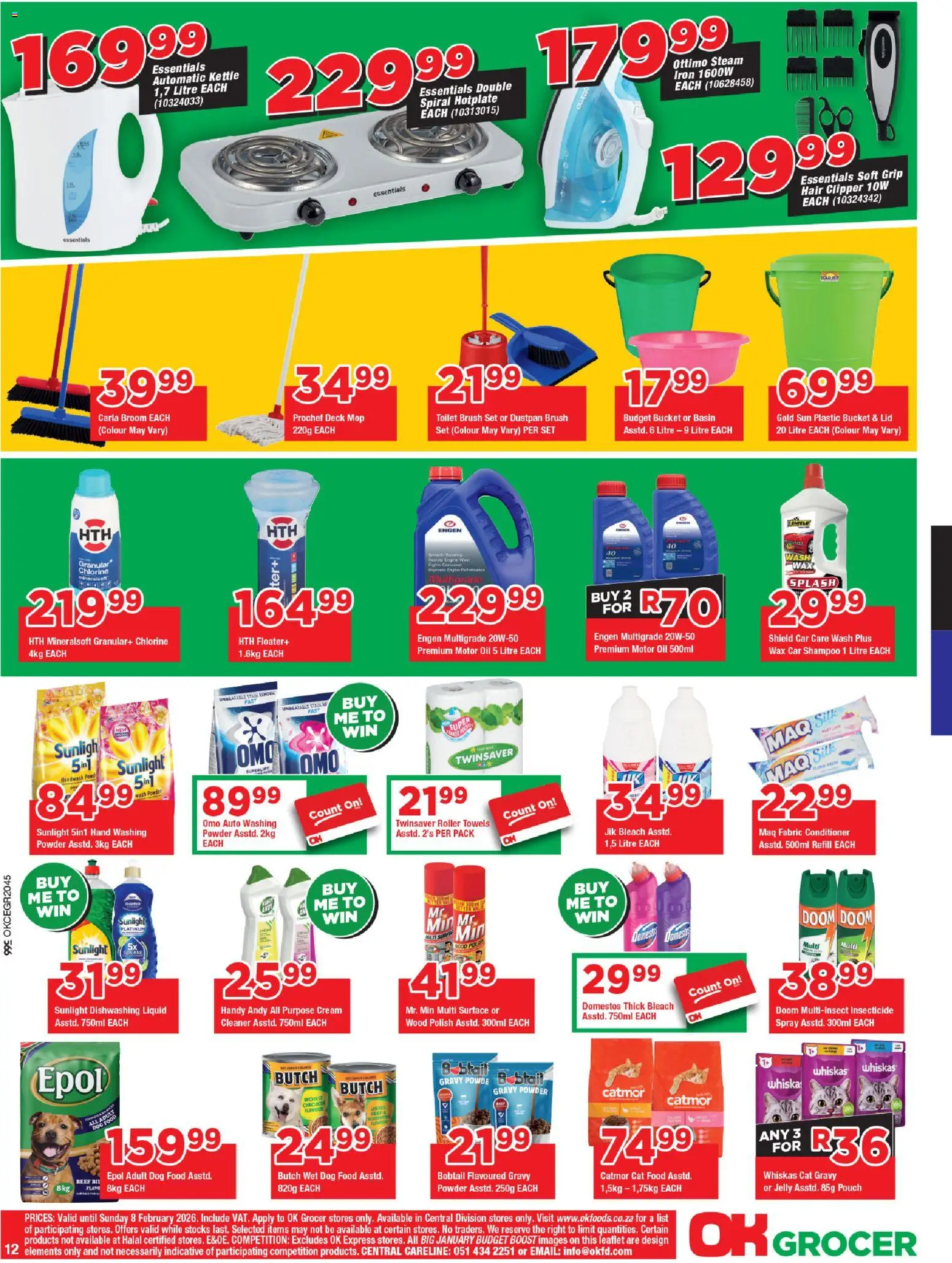 New OK Foods catalogue – valid from 21.01.2026 | Page: 12 | Products: Handwash, Bleach, Chicken, Dishwashing liquid