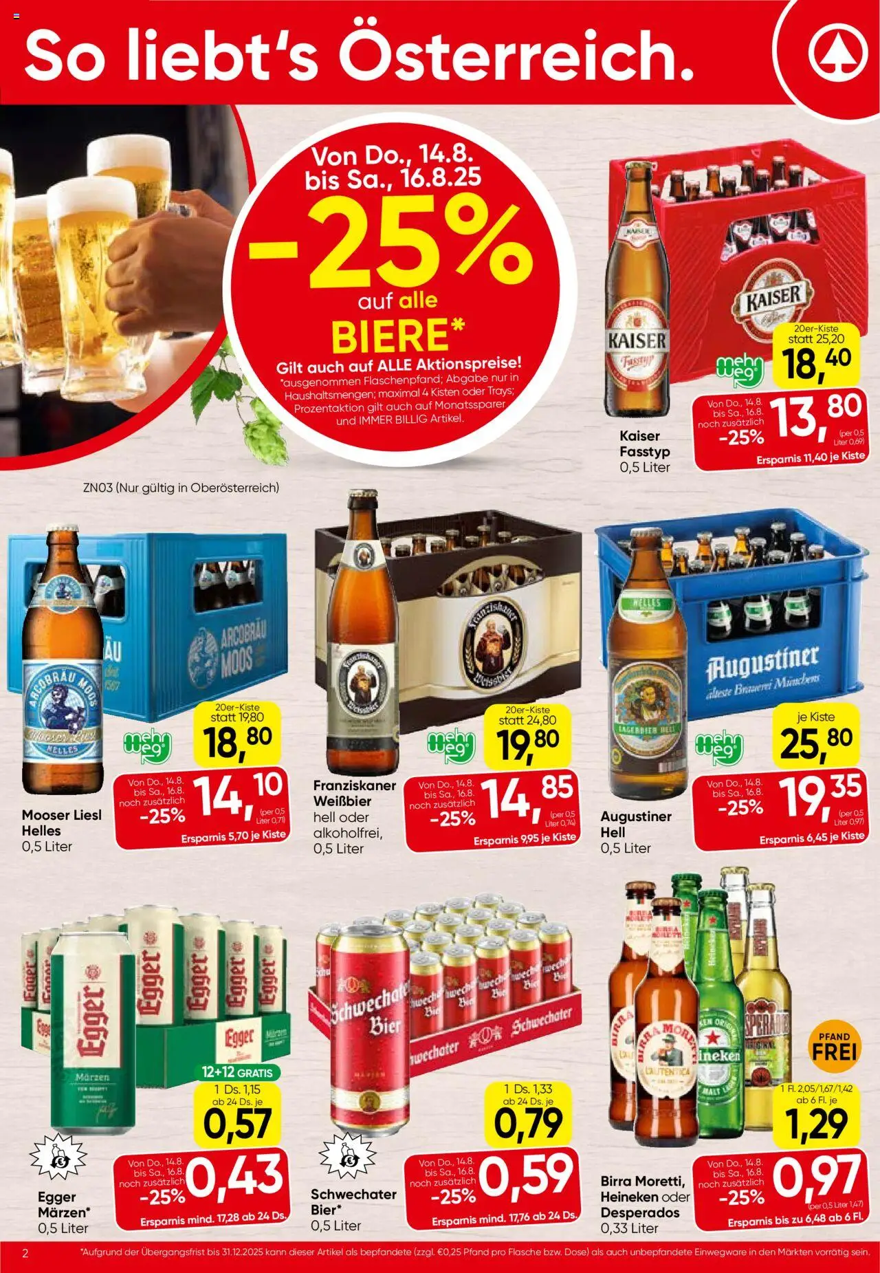 Spar Flugblatt - Oberösterreich gültig ab 14.08.2025 | Seite: 2 | Produkte: Bier