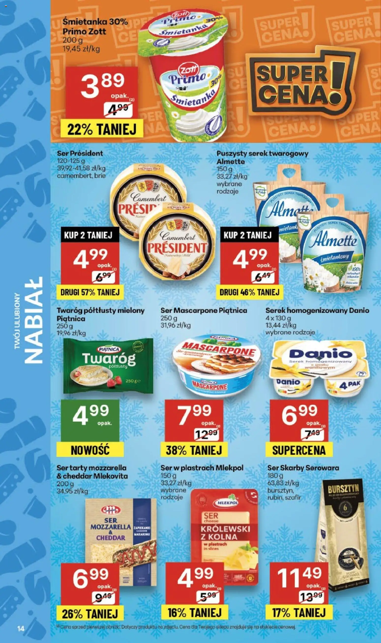 Delikatesy Centrum Black Friday od 27.11.2025 | Strona: 14 | Produkty: Serek homogenizowany, Camembert, Ser mascarpone, Mozzarella