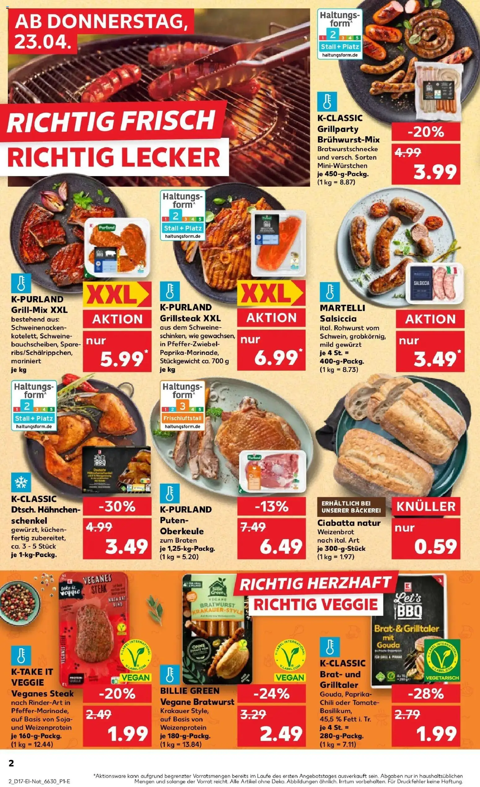 Kaufland Prospekt Lünen	 – gültig ab 23.04.2026 | Seite: 2 | Produkte: Hahnchenschenkel, Bratwurst, Chili, Steak