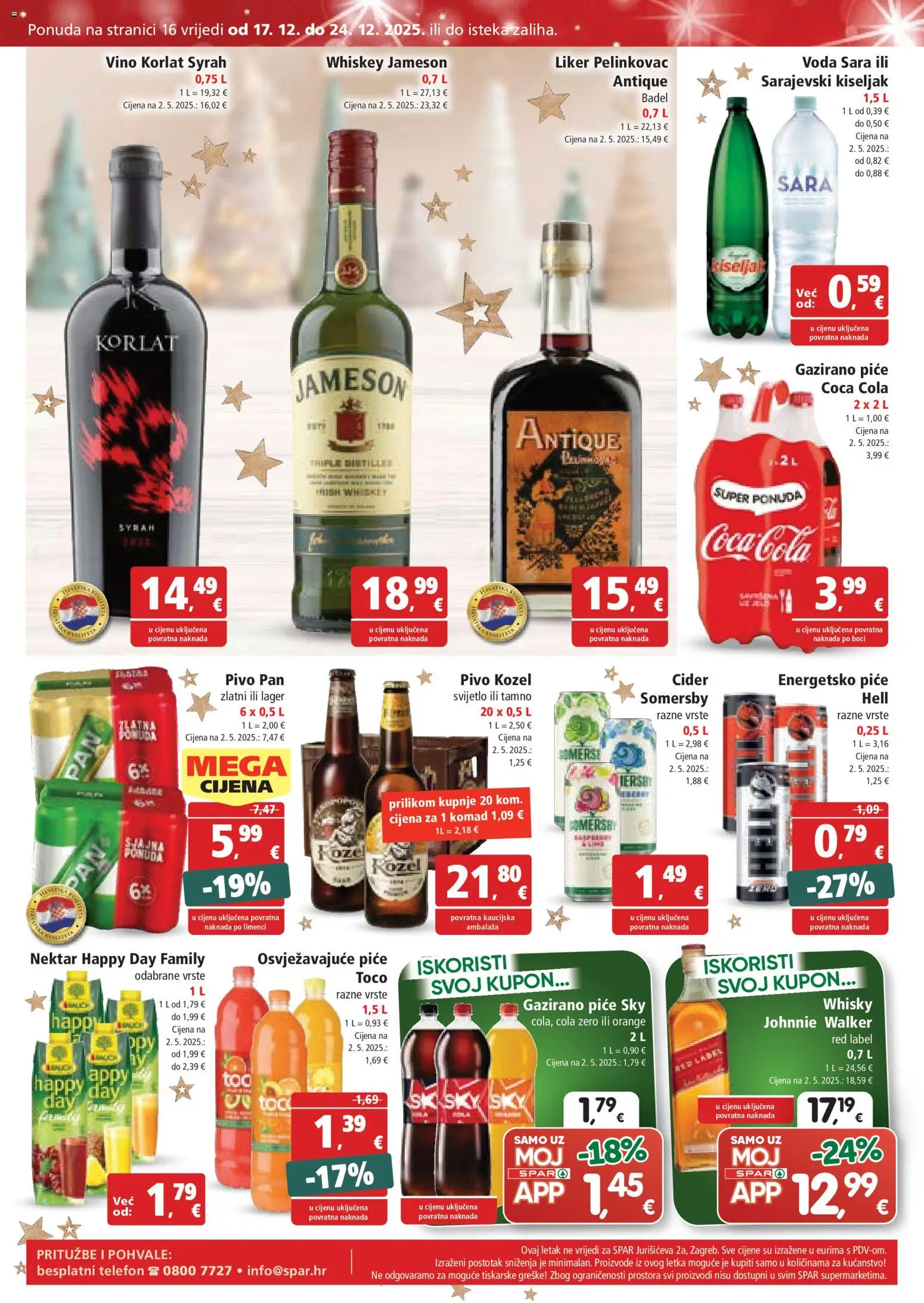 Spar katalog | vrijedi od 17.12.2025 | Stranica: 19 | Proizvodi: Red Label, Hell, Sarajevski kiseljak, Voda